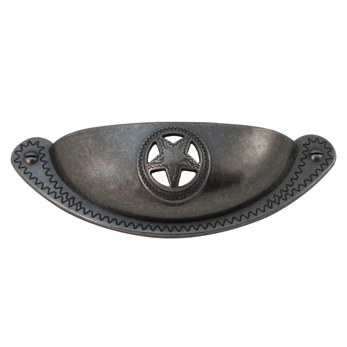 Silver Metal Star Rustic Kitchen Handle Round Pull Knob Pewter Drawer Hardware - Image 2
