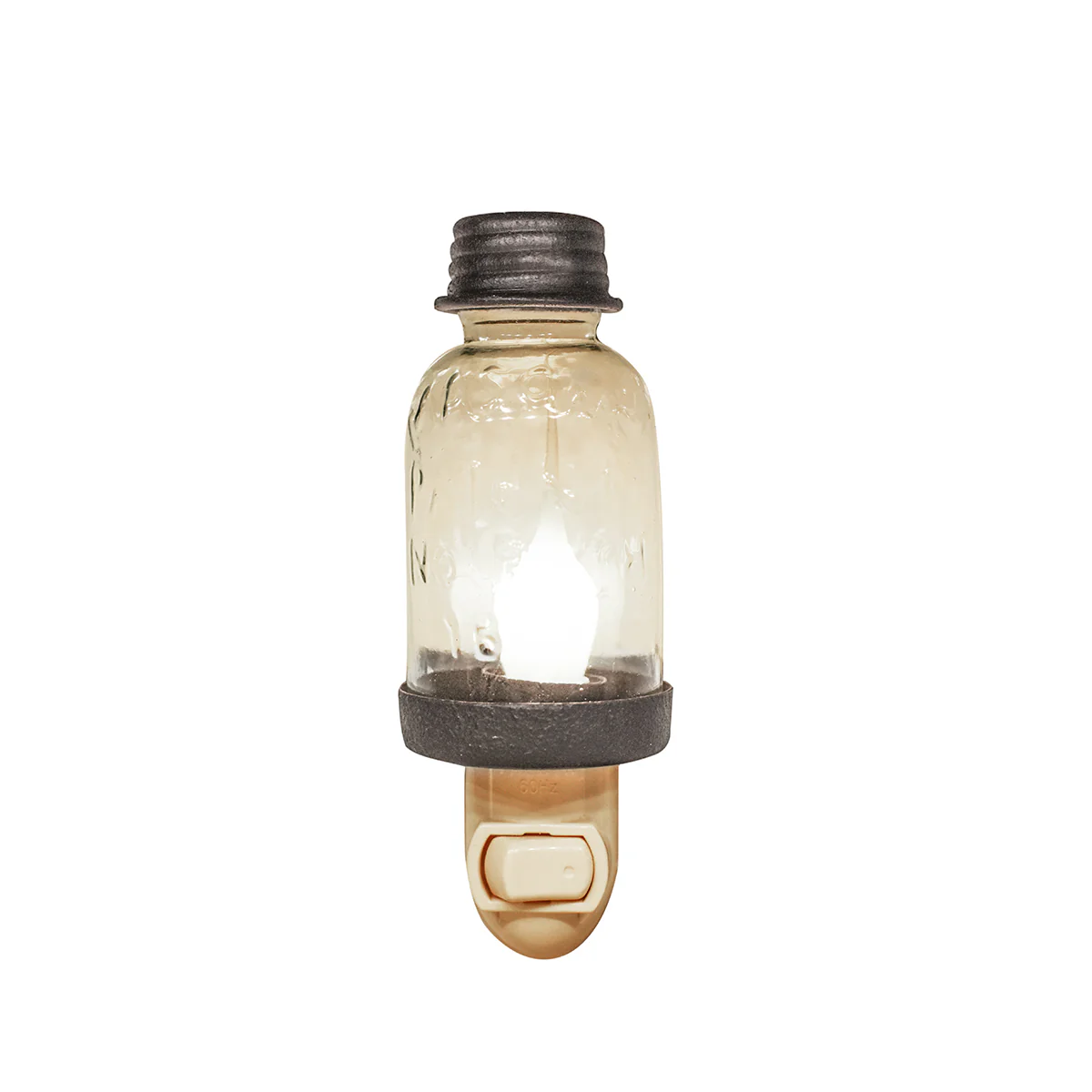 Silver Mini Mason Jar Nightlight Plug-In Night Lamp Silicone Bulb Safety Light