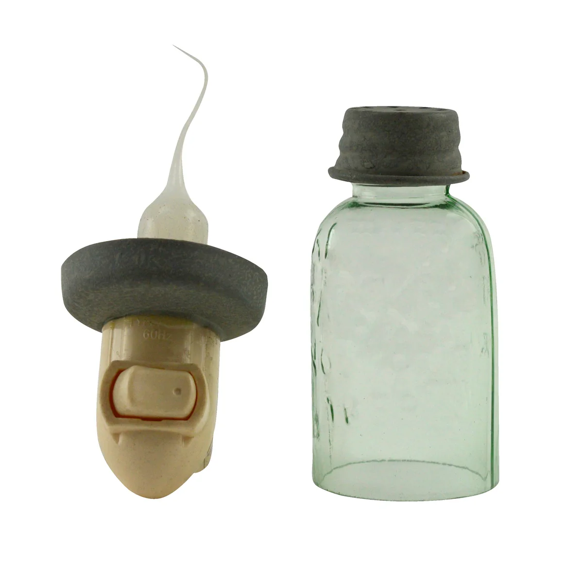 Silver Mini Mason Jar Nightlight Plug-In Night Lamp Silicone Bulb Safety Light - Image 2