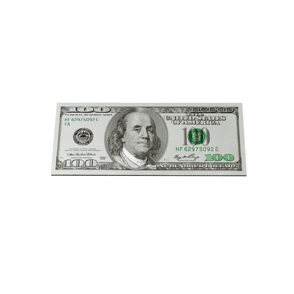 Silver Plated Novelty $100 Dollar Bill Fridge Magnet Money Refrigerator Decor