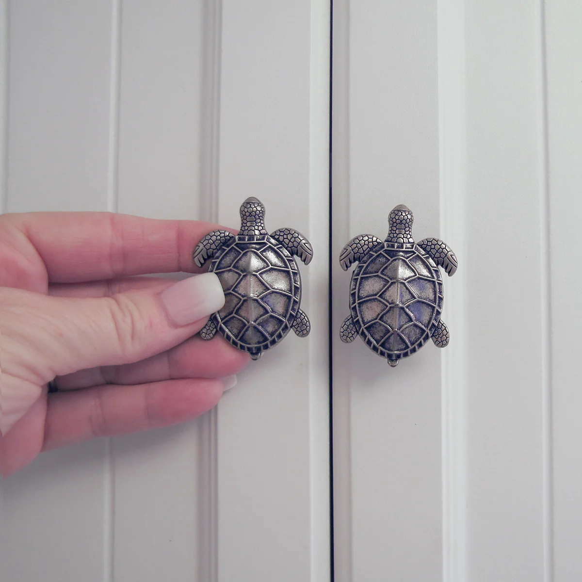 Silver Sea Turtle Metal Dresser Cabinet Drawer Knob Pull Hardware Beach Decor - Image 5