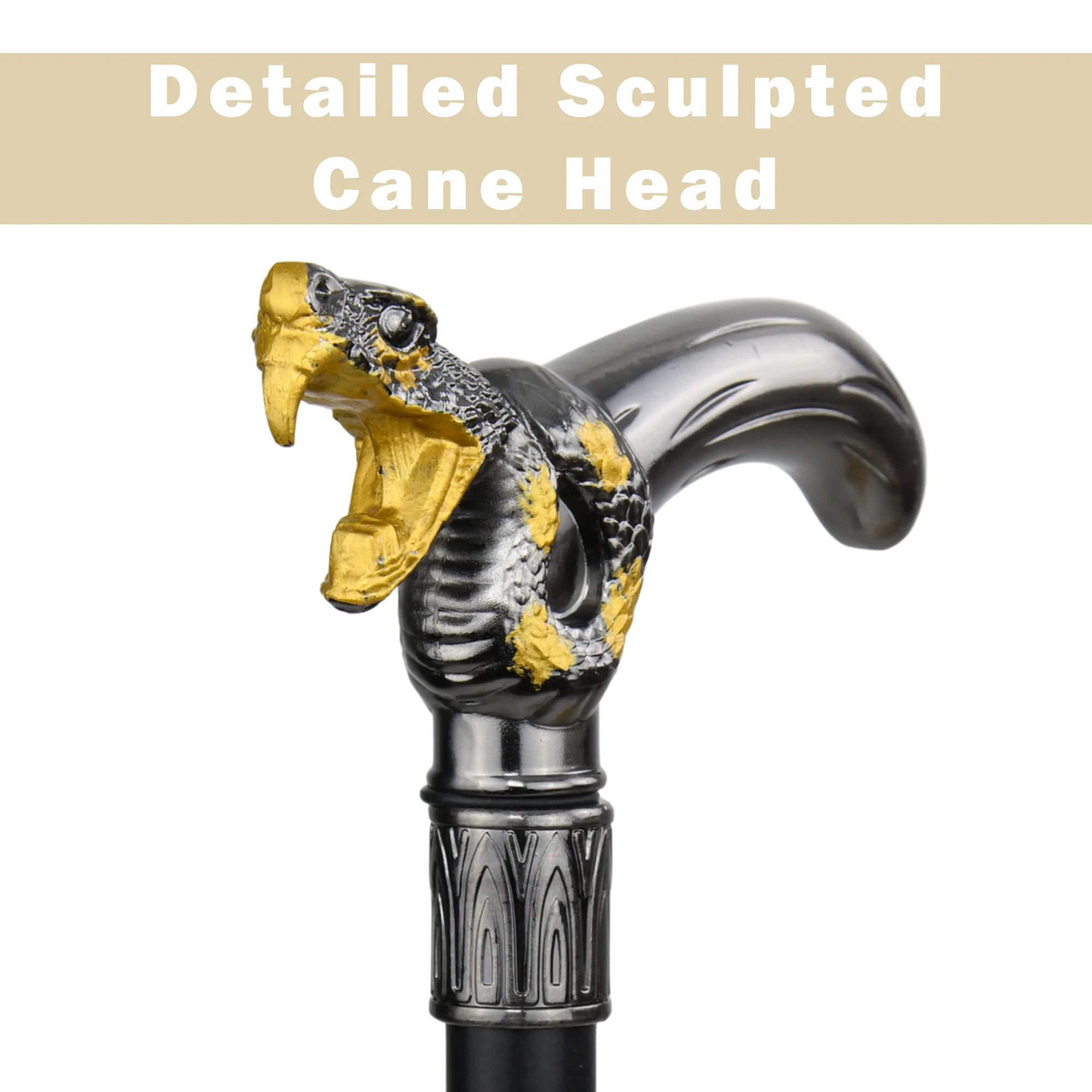 Silver Striking Viper Snake Eyes Cane Gold Metal Men Hiking Women Walking Stick - Image 7