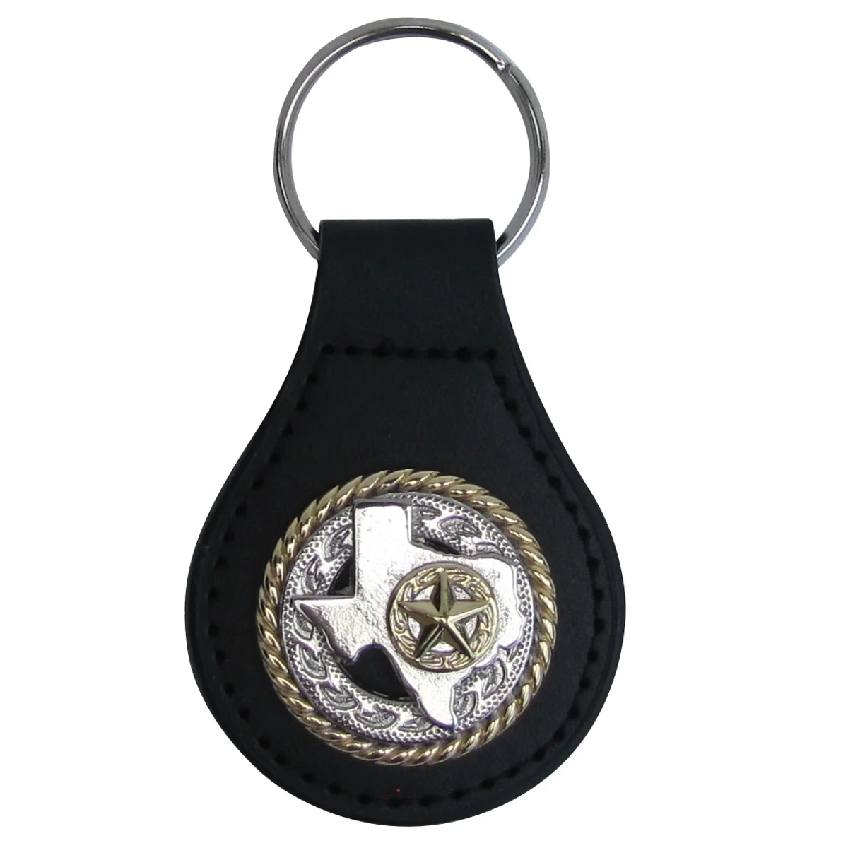 Silver Texas & Star Leather Car Keyfob Truck Key Ring Chain Fob Keyring Keychain