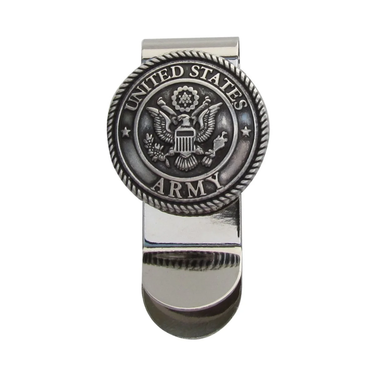 Silver US Army 3D Seal Money Clip Mens Concho Card Holder Men's Wallet Vet Gift