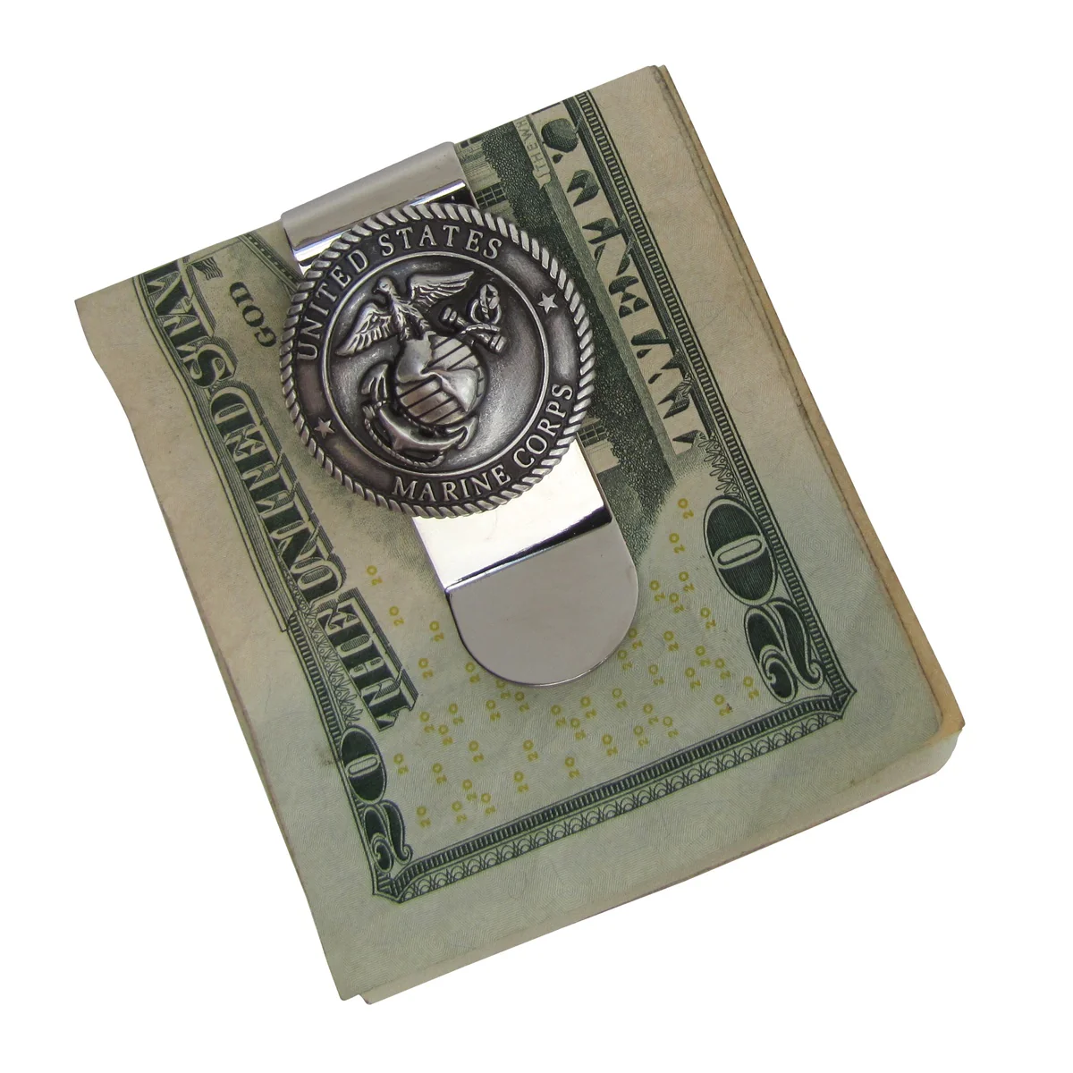 Silver US Marines Seal Money Clip Mens USMC Concho Card Holder Men's Wallet Gift - Image 2