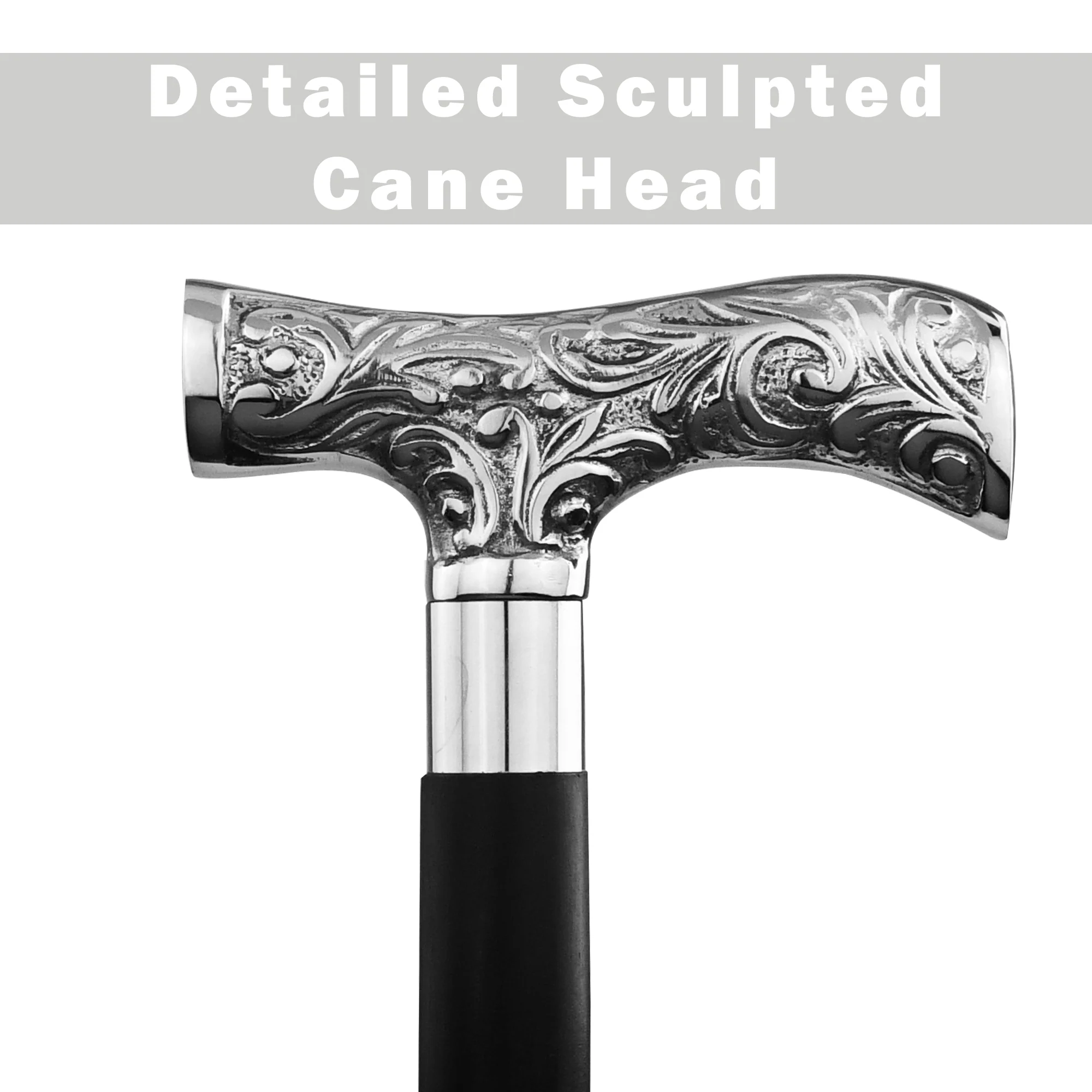 Silver Walking Stick Victorian Handle Cane Wooden Canes for Men, Women Seniors - Image 6