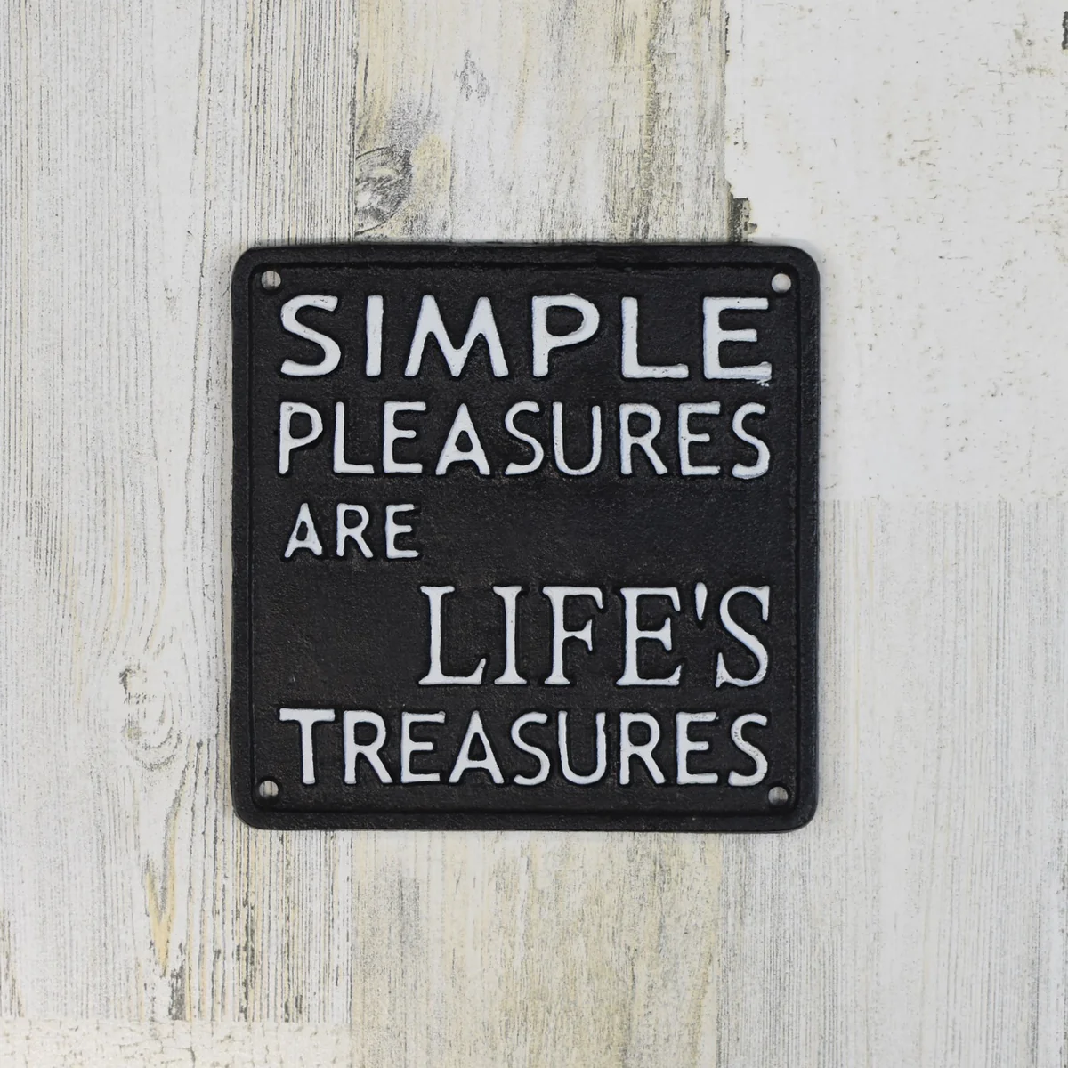 Simple Pleasures Are Life's Treasures Cast Iron Wall Sign Living Room Home Decor - Image 2