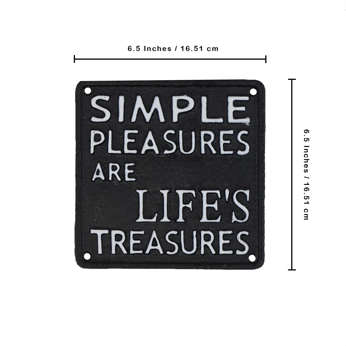 Simple Pleasures Are Life's Treasures Cast Iron Wall Sign Living Room Home Decor - Image 3