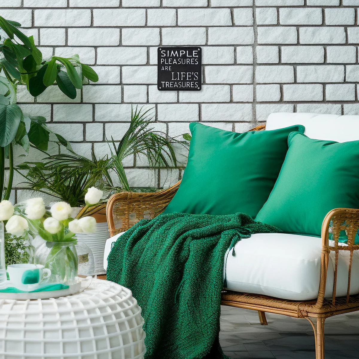 Simple Pleasures Are Life's Treasures Cast Iron Wall Sign Living Room Home Decor - Image 4