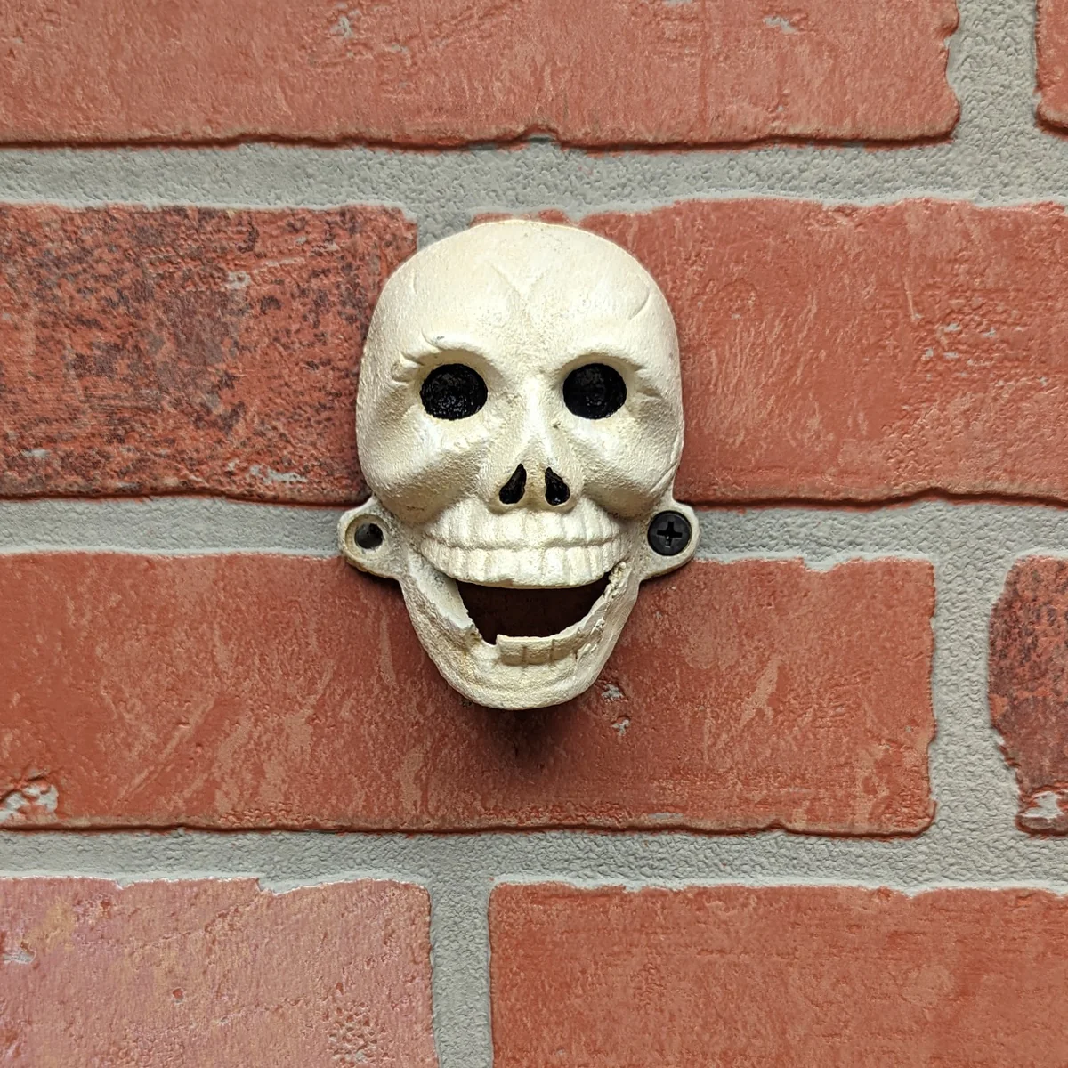 Skull Wall Mount White Beer Bottle Opener Home Bar Accessories Halloween Decor - Image 3