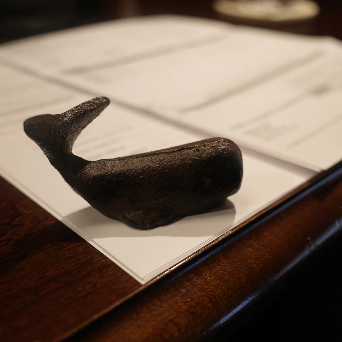 Small Cast Iron Sperm Whale Paperweight Desk Decor - Image 4