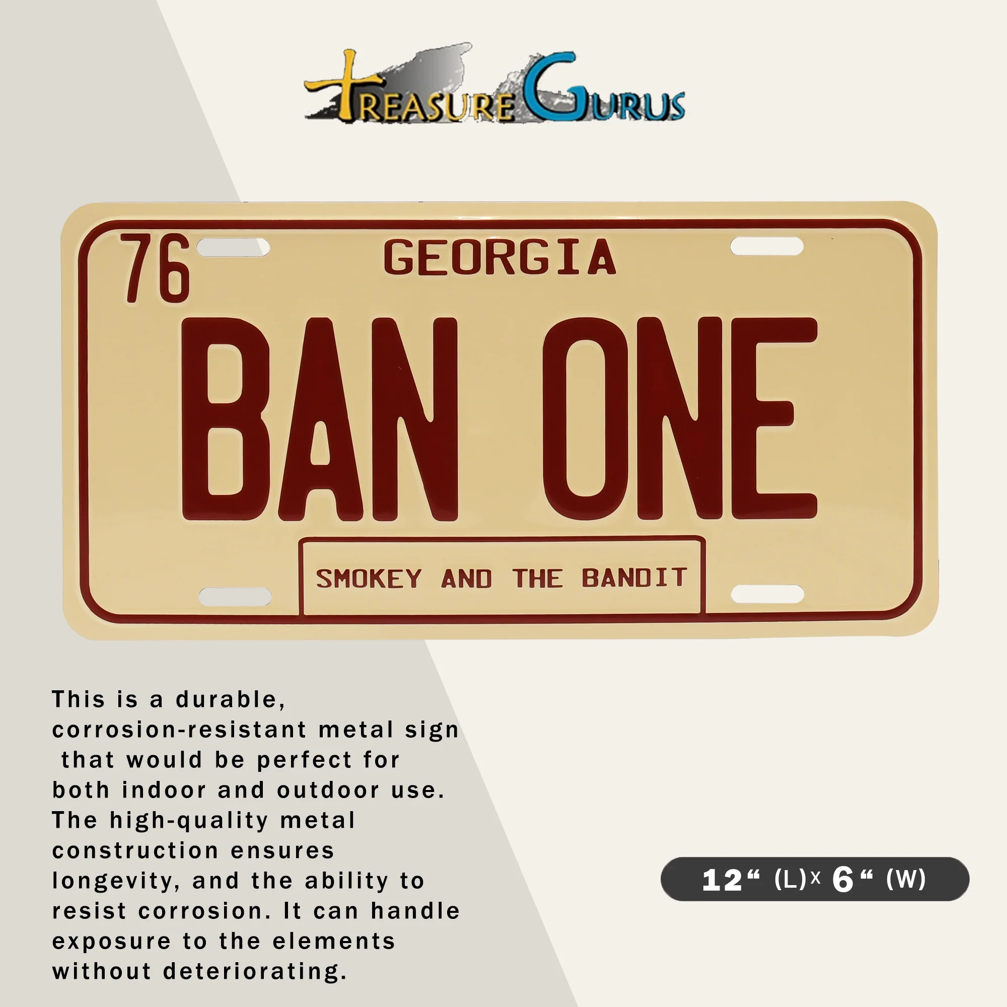 Metal Smokey And The Bandit BAN ONE Front License Plate Sign SUV Vanity Car Tags - Image 2
