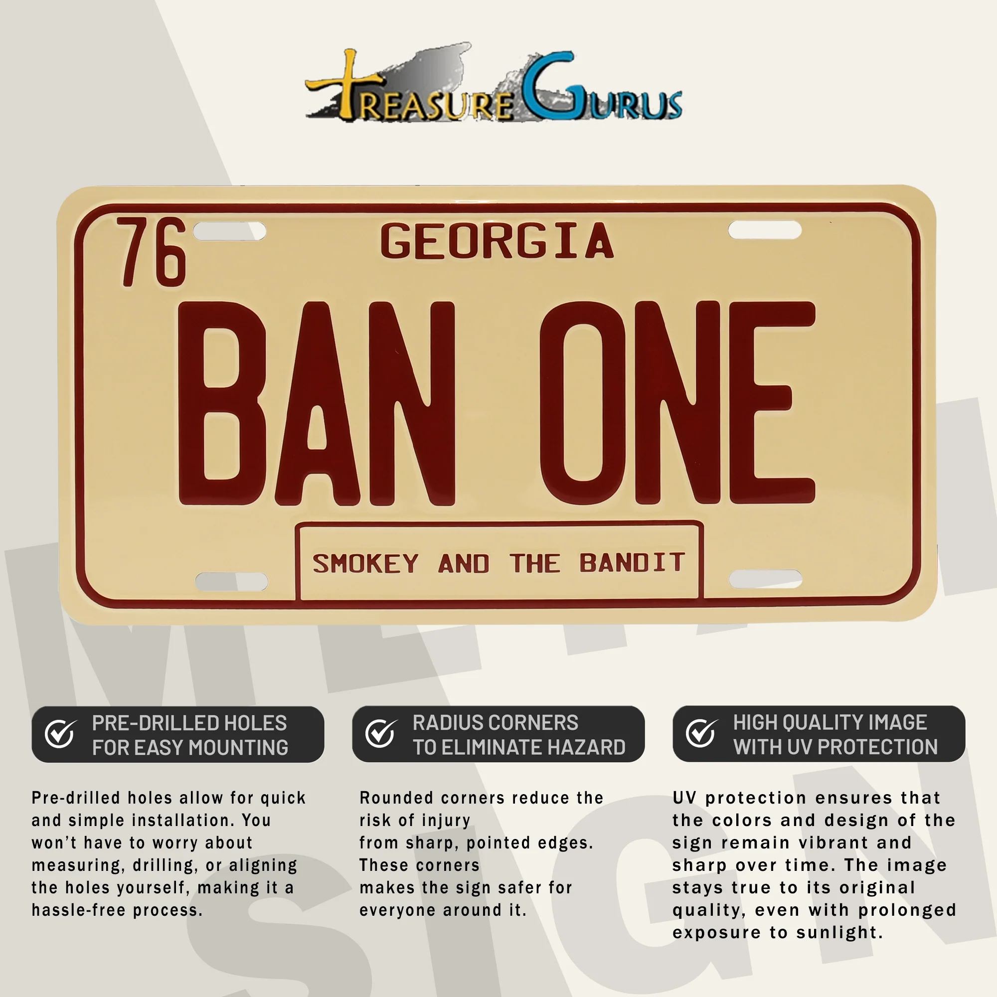 Metal Smokey And The Bandit BAN ONE Front License Plate Sign SUV Vanity Car Tags - Image 3