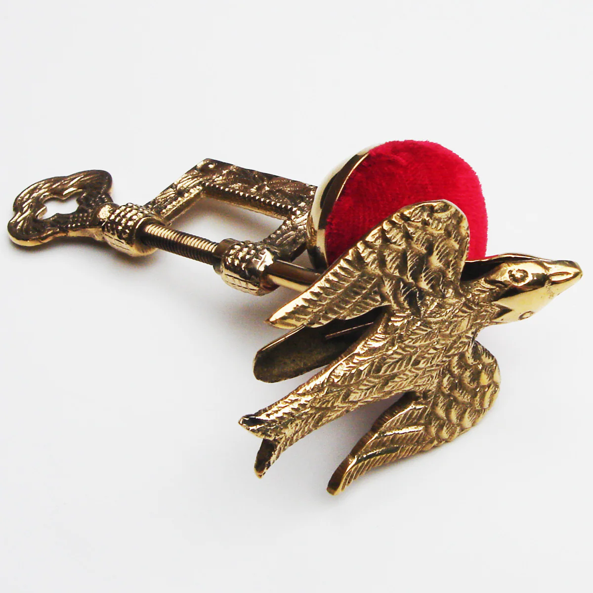 Solid Brass Sewing Bird Victorian Antique Pin Cushion - Image 2