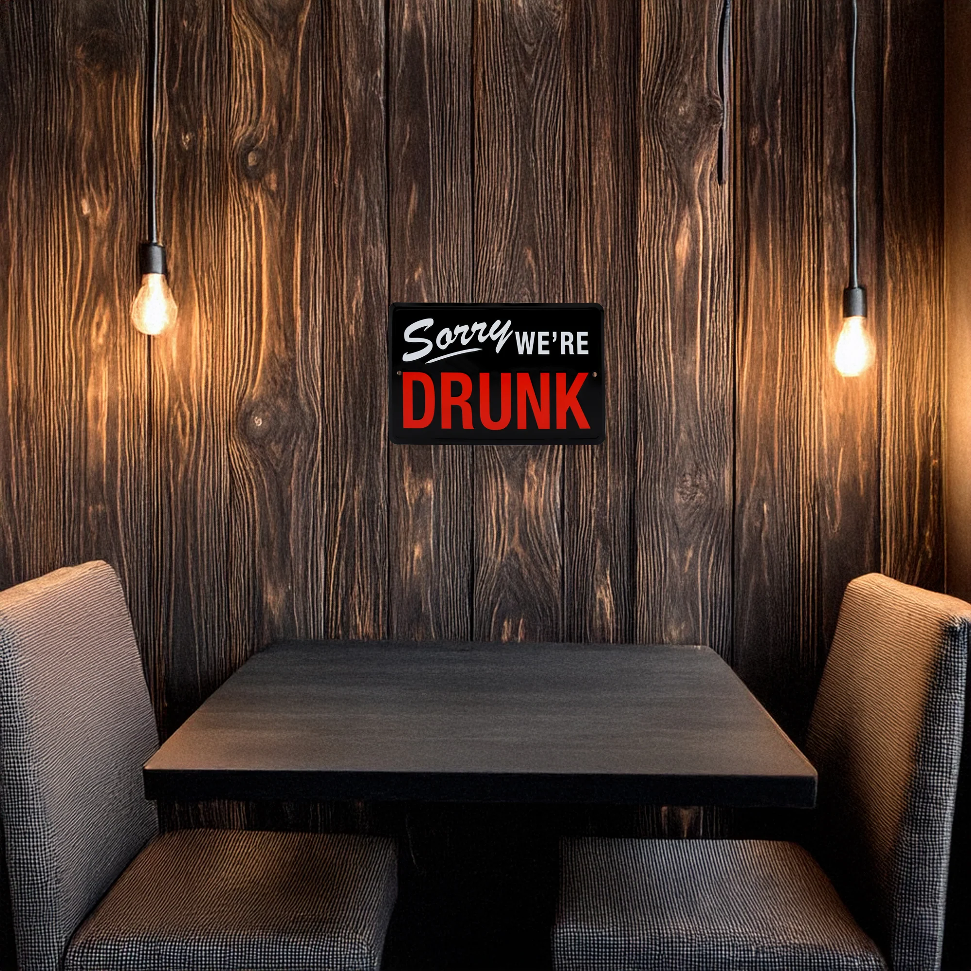 Sorry We're Drunk Funny Sign Man Cave Dorm Room Essentials Home Decor Wall Art - Image 6