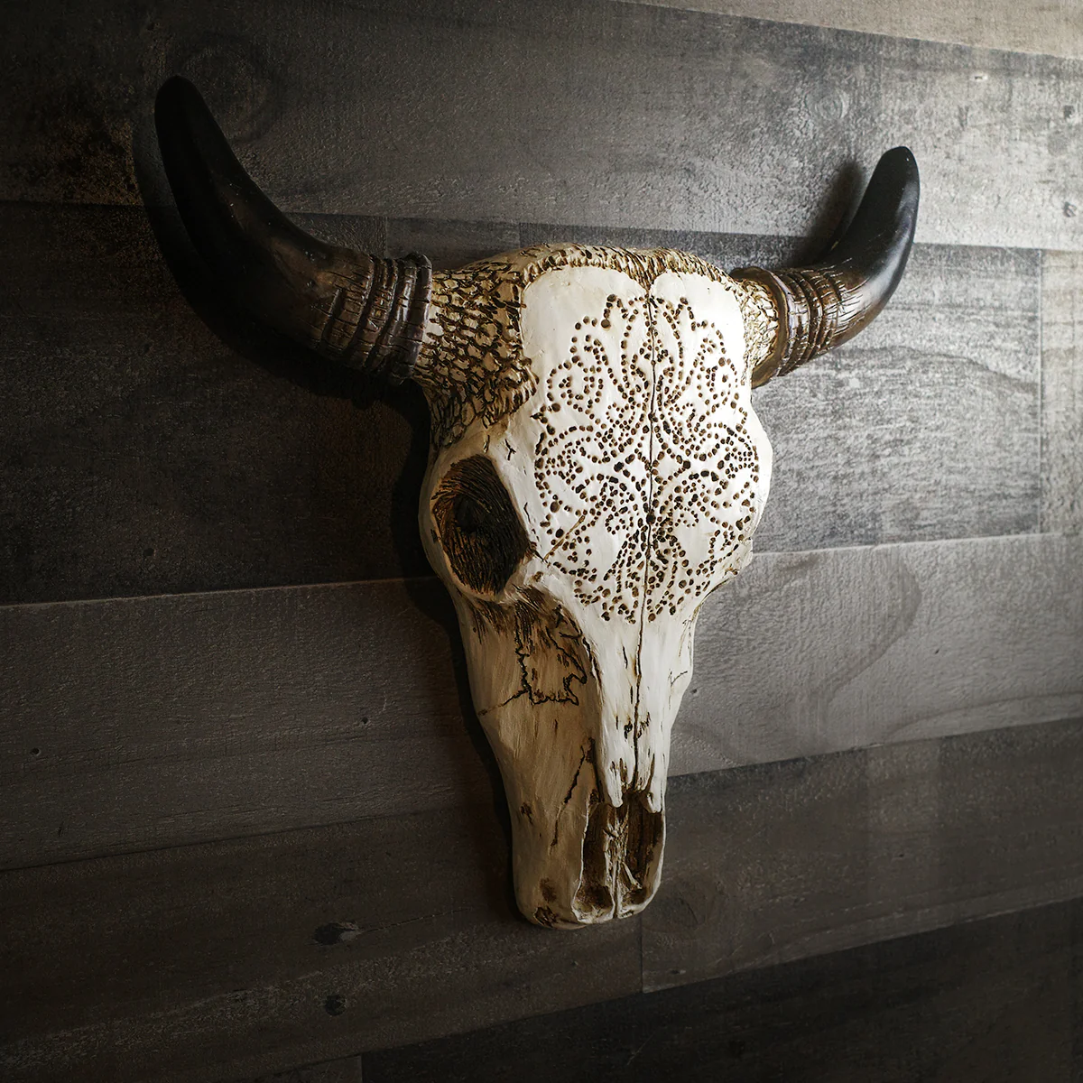 Southwestern Tooled Animal Skull and Horns Wall Art - Image 4
