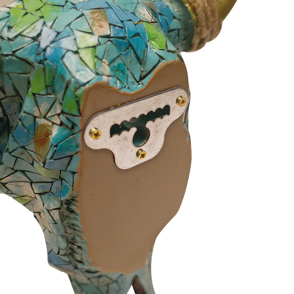Southwestern Turquoise Mosaic Skull & Horns Wall Decor - Image 3