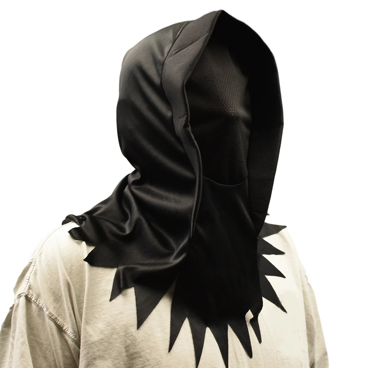 Spooky Black Mesh Full Face Mask Grim Reaper Hood Halloween Costume Accessory - Image 4