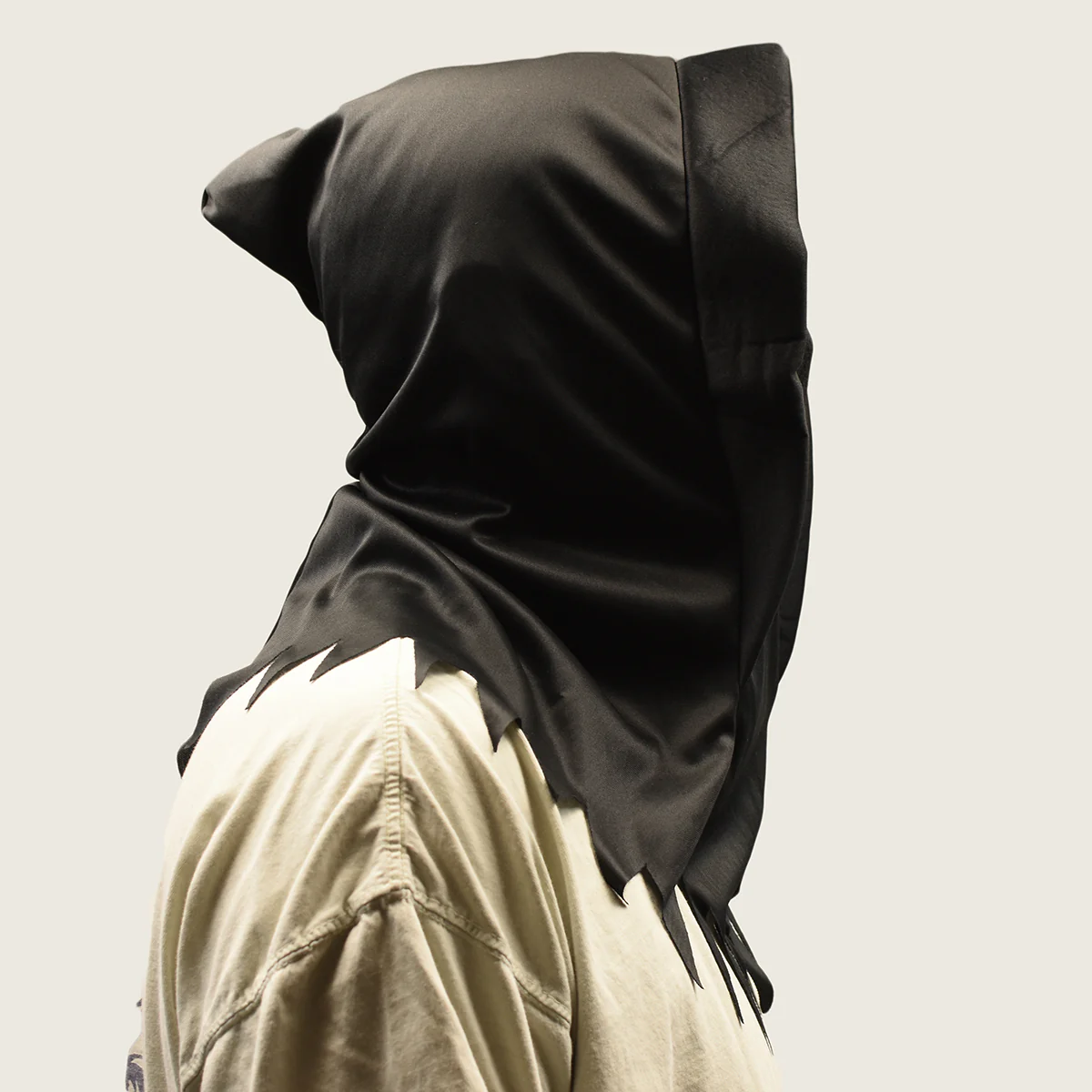 Spooky Black Mesh Full Face Mask Grim Reaper Hood Halloween Costume Accessory - Image 5