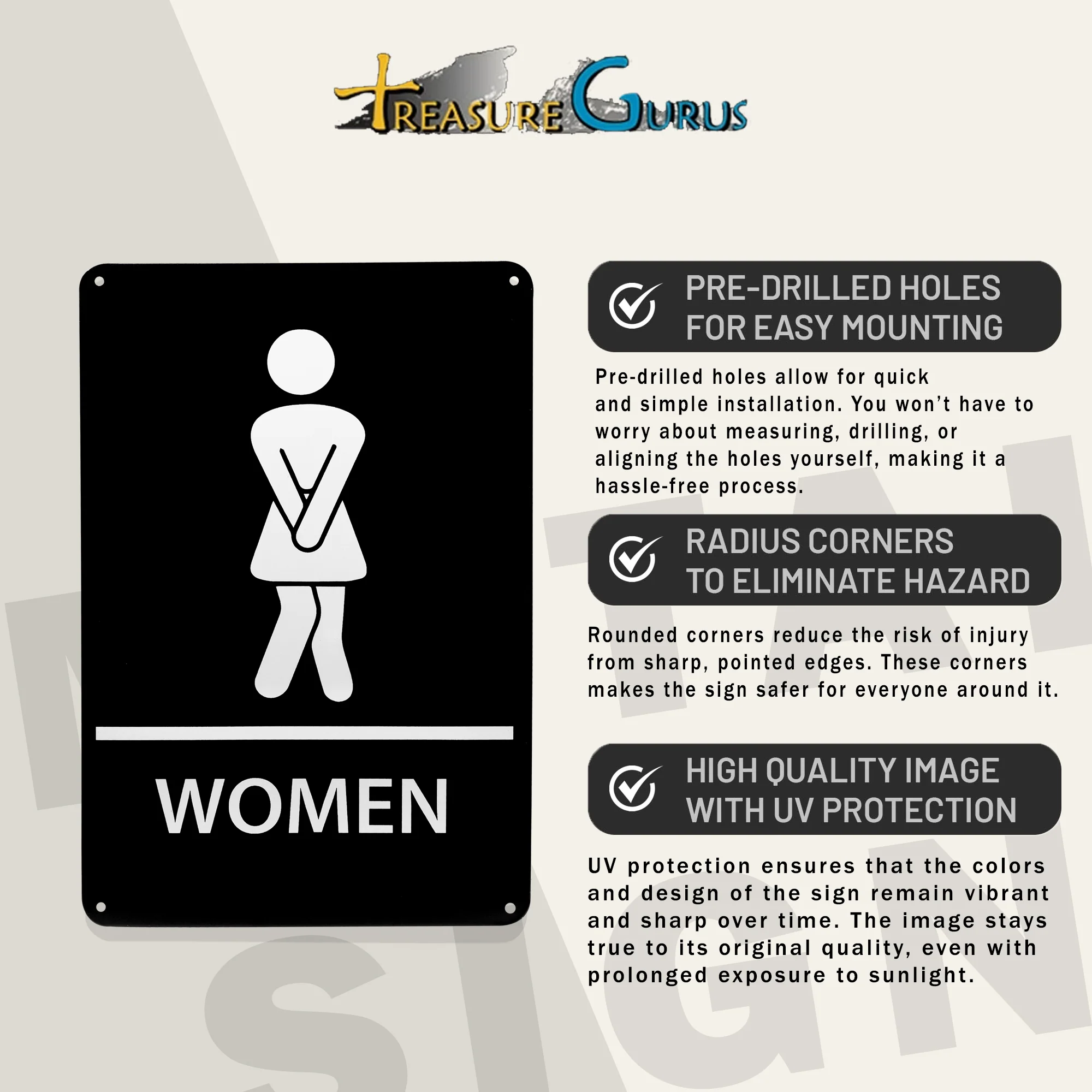 Stick Figure Womens Restroom Sign Small Funny Metal Bathroom Signs Wall Decor - Image 4