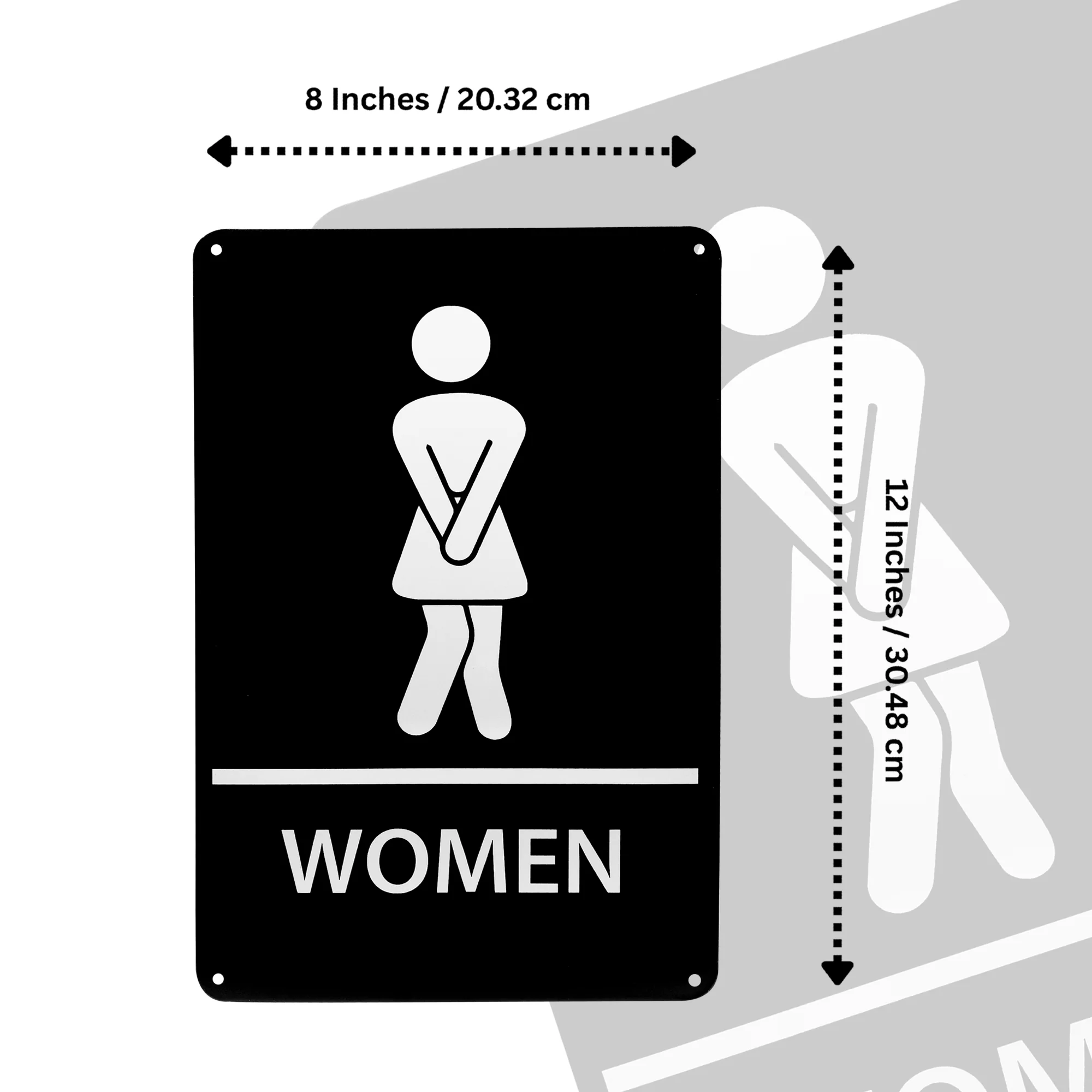 Stick Figure Womens Restroom Sign Small Funny Metal Bathroom Signs Wall Decor - Image 6