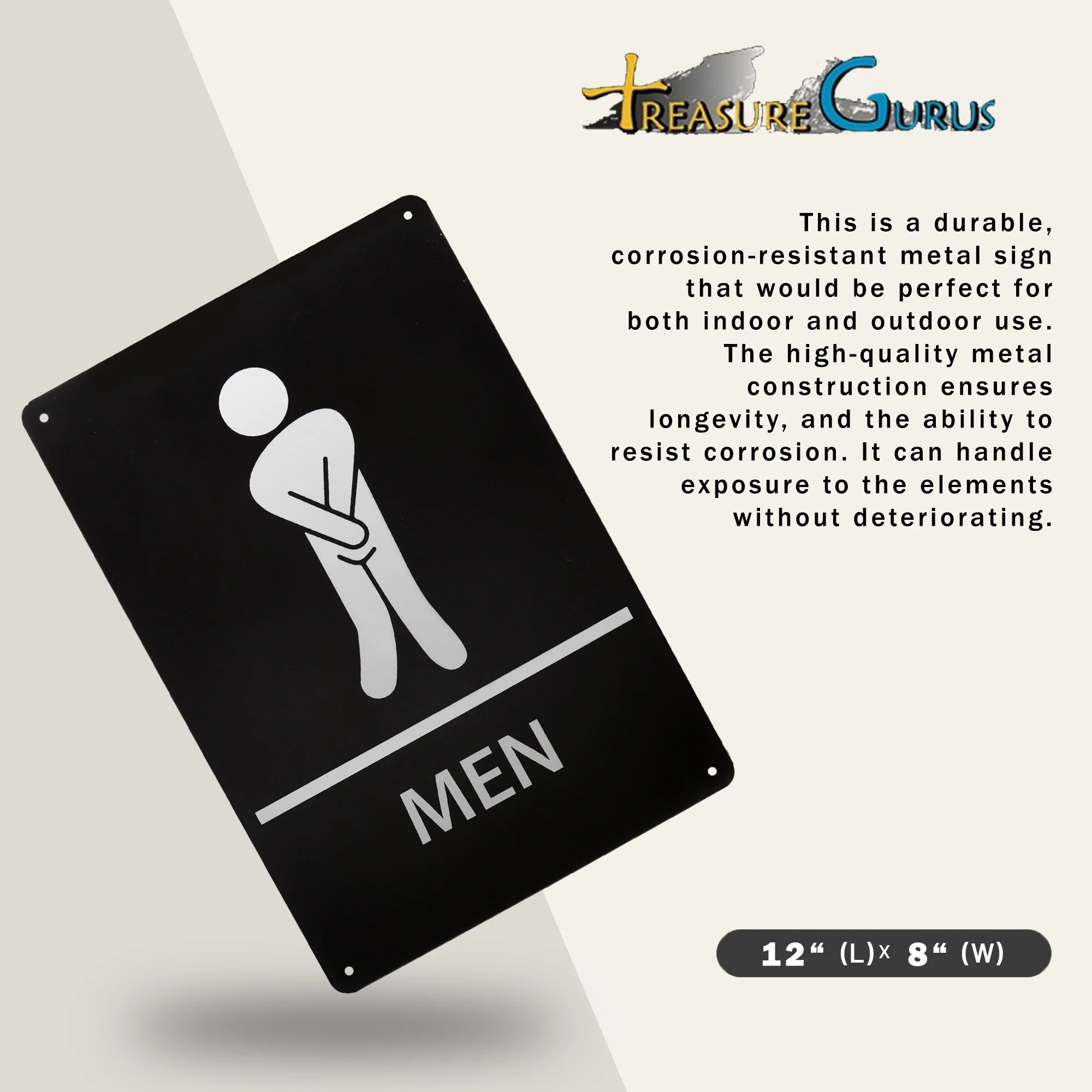 Bathroom Sign Mens Stick Figure Funny Restroom Signs for Business Bar Wall Decor - Image 2