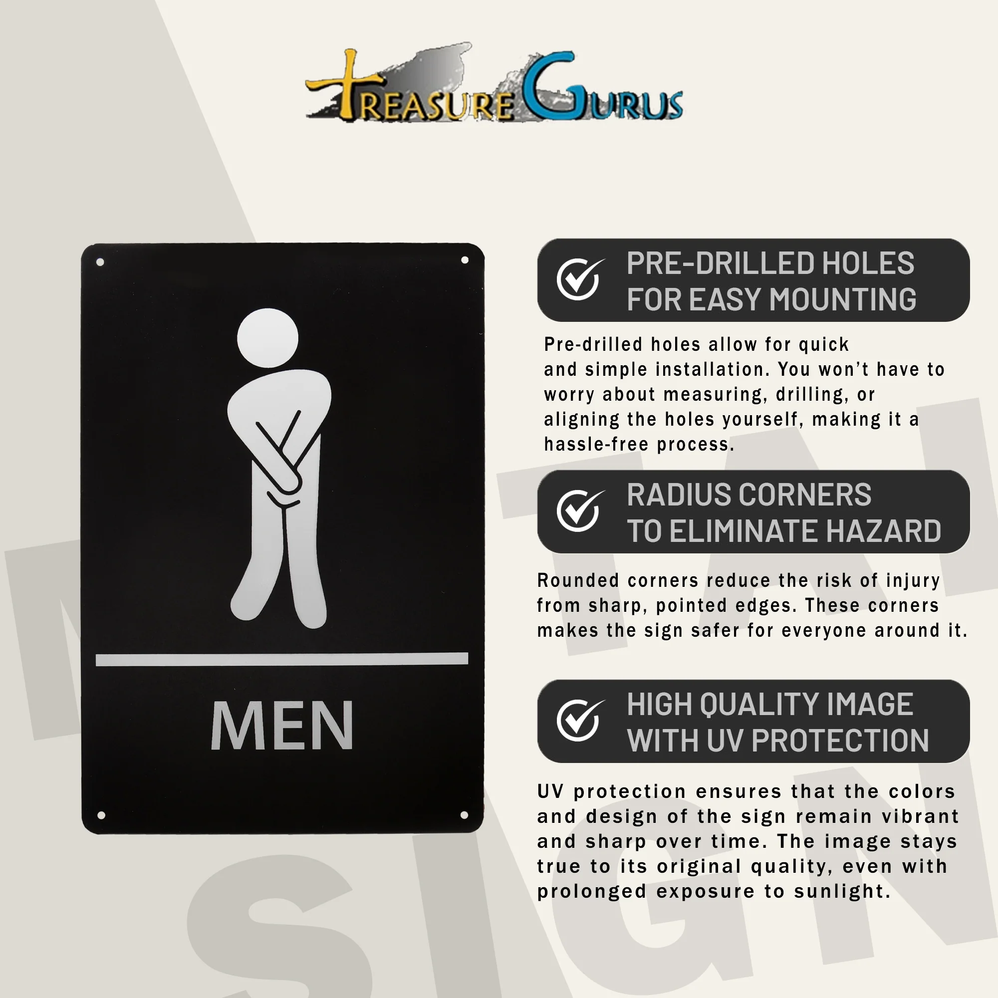 Bathroom Sign Mens Stick Figure Funny Restroom Signs for Business Bar Wall Decor - Image 3
