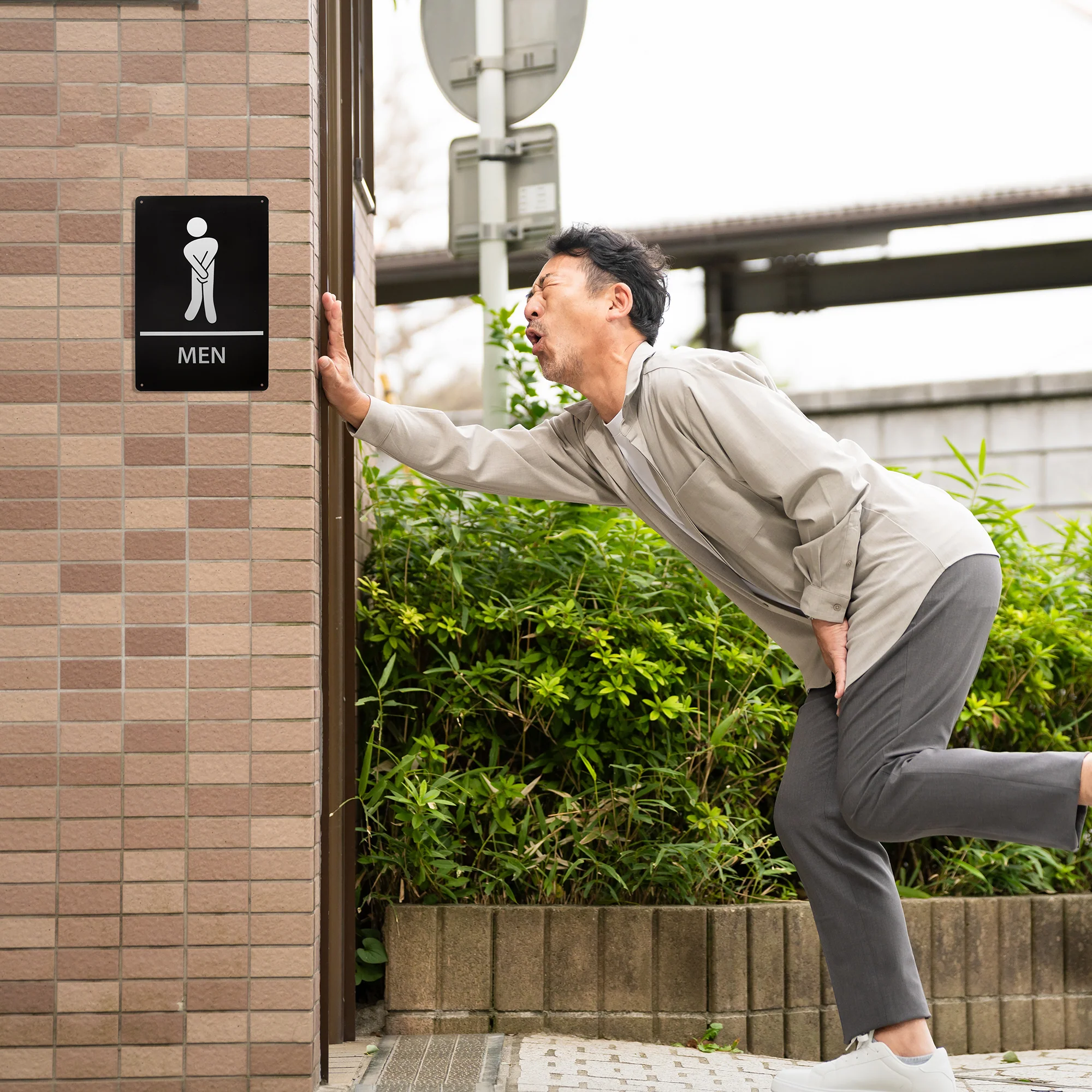 Bathroom Sign Mens Stick Figure Funny Restroom Signs for Business Bar Wall Decor - Image 6