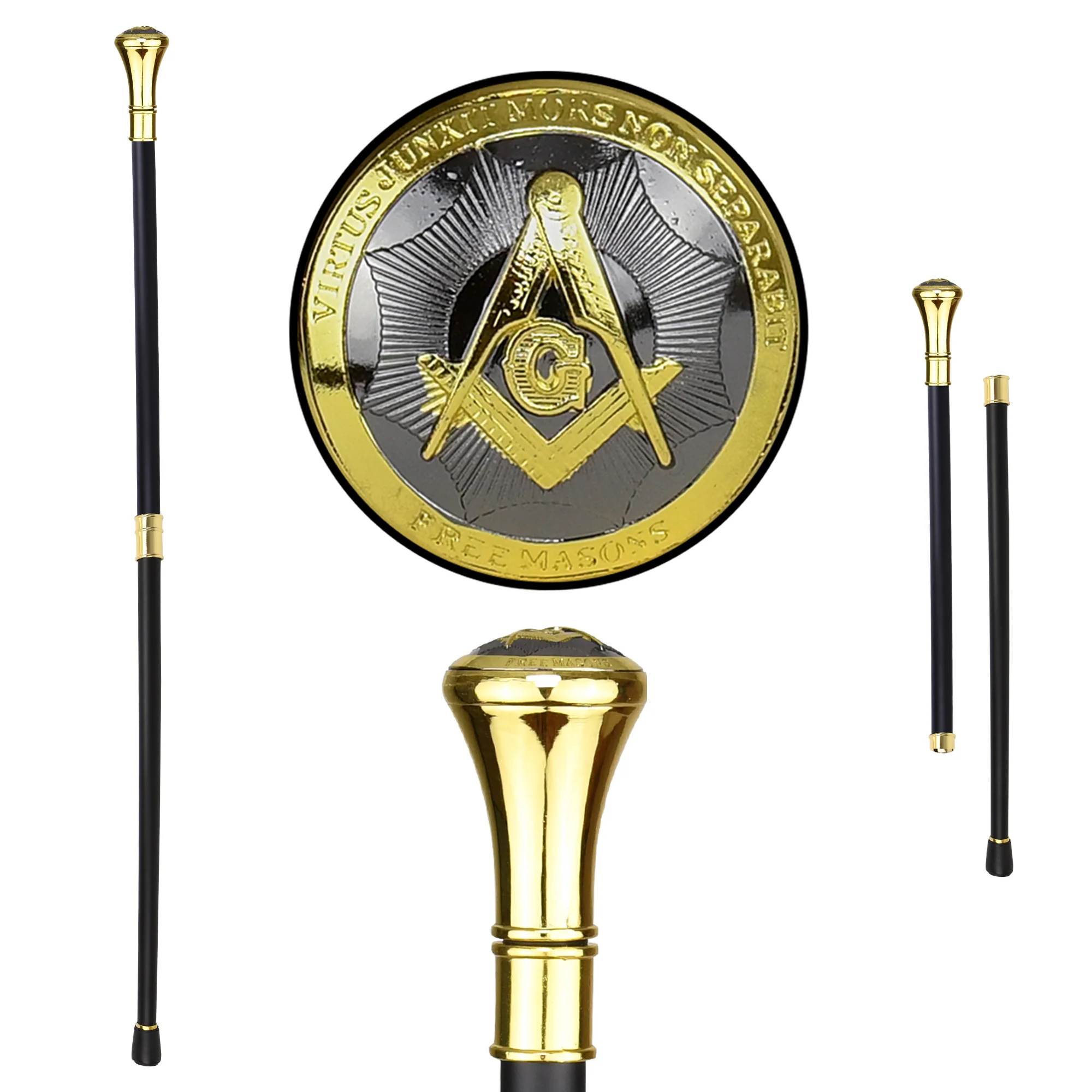 Masonic Walking Stick Master Free Mason Square & Compasses Travel Cane for Men