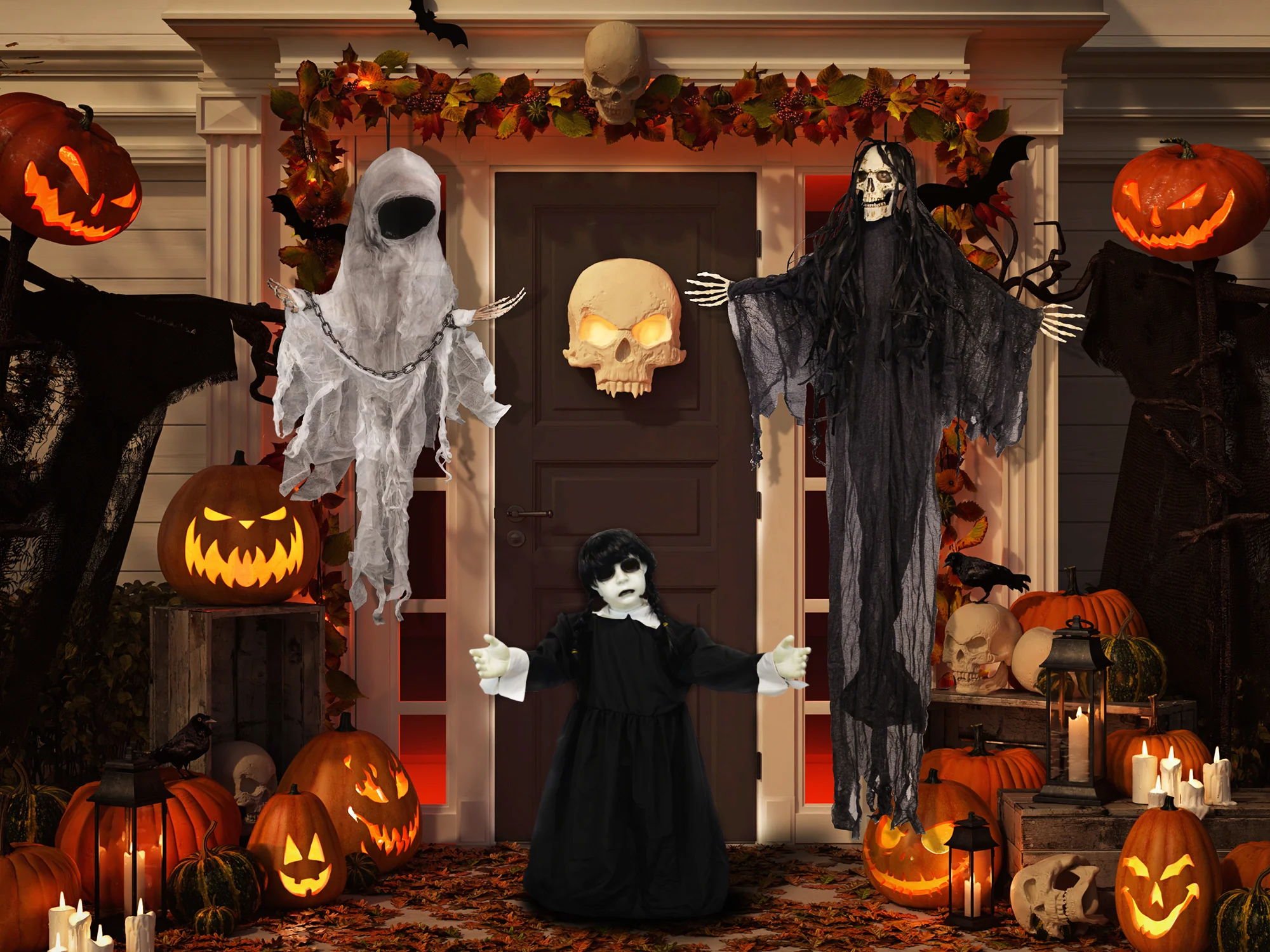 Swaying Girl Animatronics LED Light Up Eyes Sounds Halloween Party Decorations - Image 4