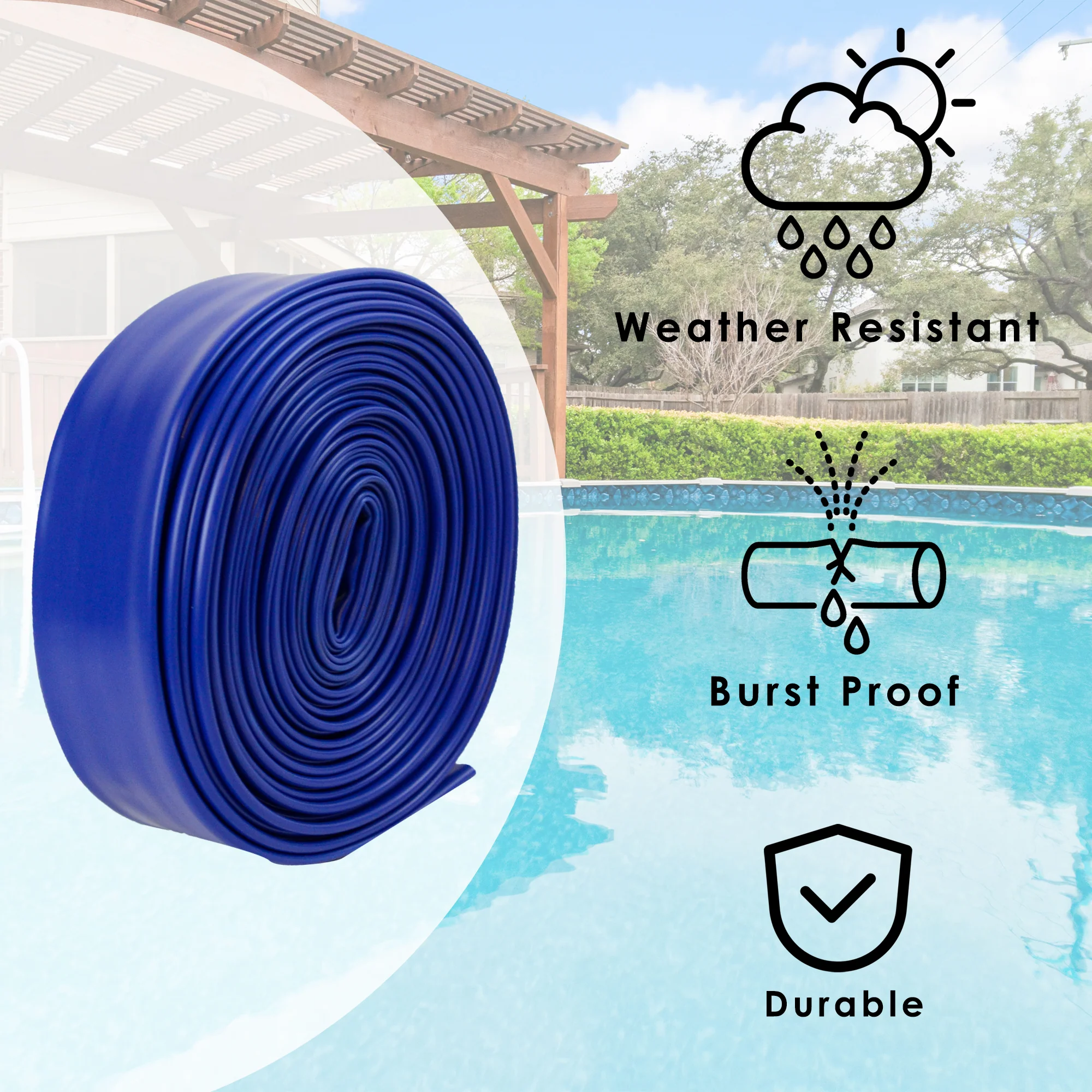 Swimming Pool Backwash Water Hose 50 FT Above Ground Pools Sump Pump 1.5" Blue - Image 3