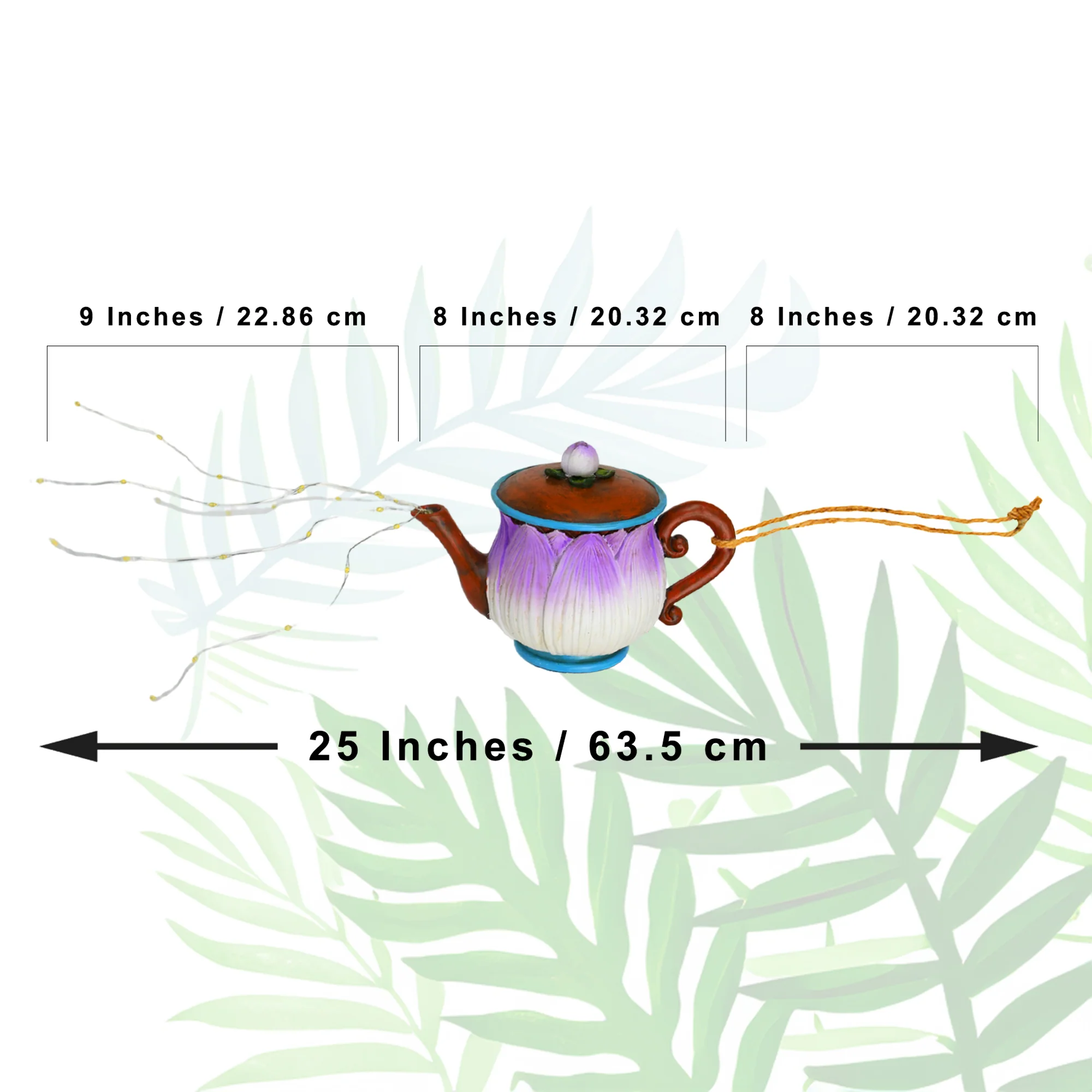 Teapot Lantern Outdoor Decor Battery Operated Flower Kettle with String Lights - Image 2