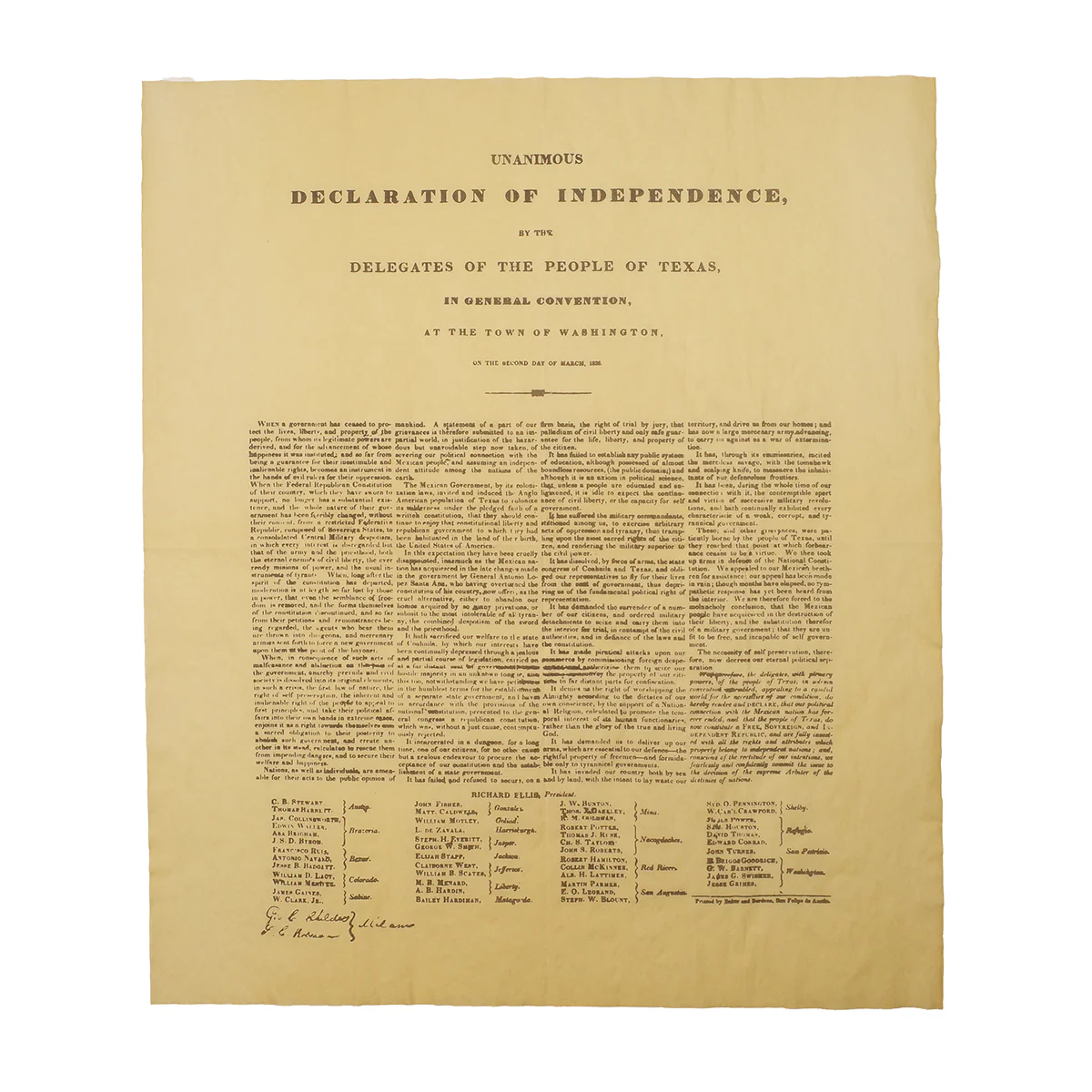 Texas Declaration Of Independence Poster Parchment Paper TX Home Decor Wall Art