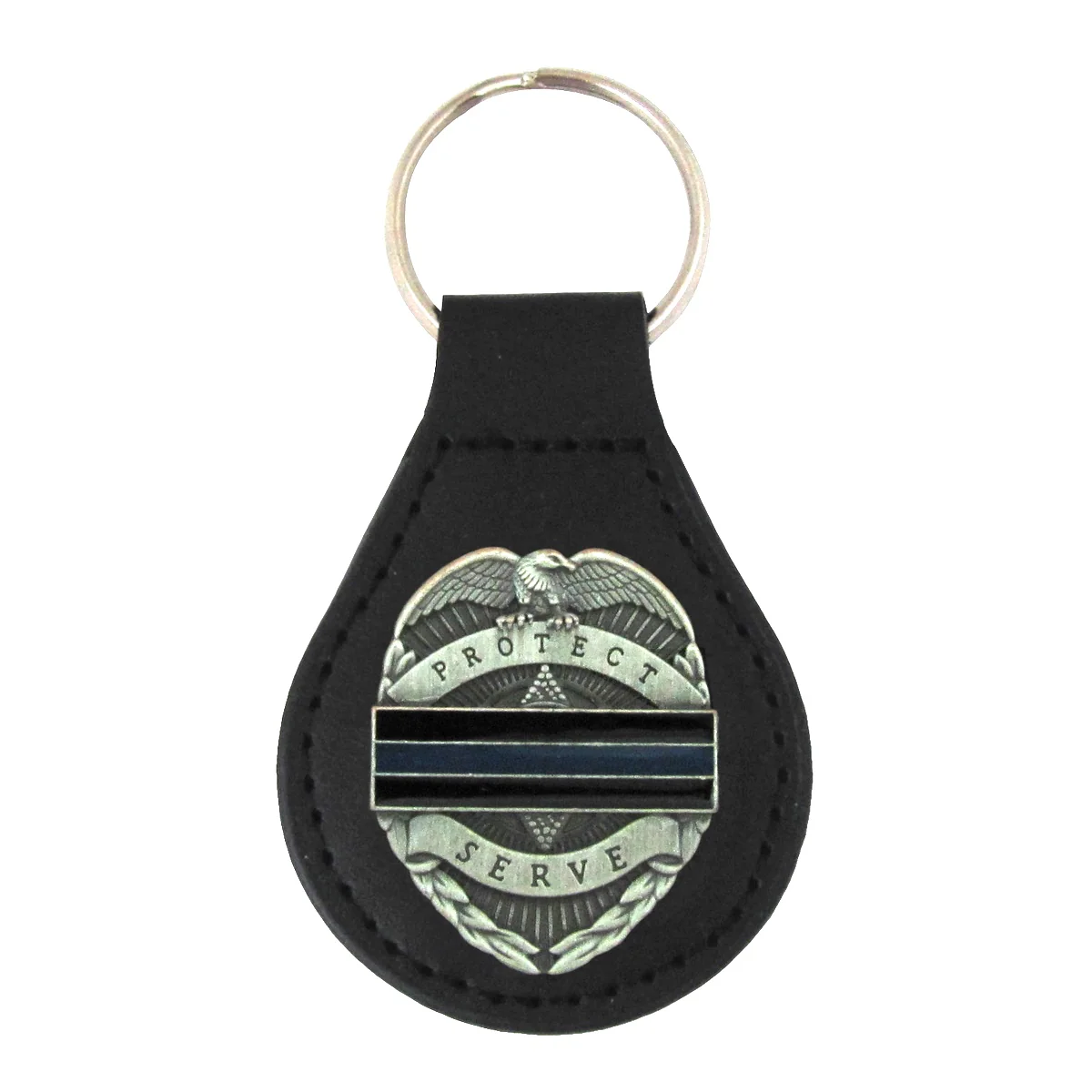 Thin Blue Line 3D Keyring Key Fob Police Badge Keyfob Car Keychain Ring Cop Gift