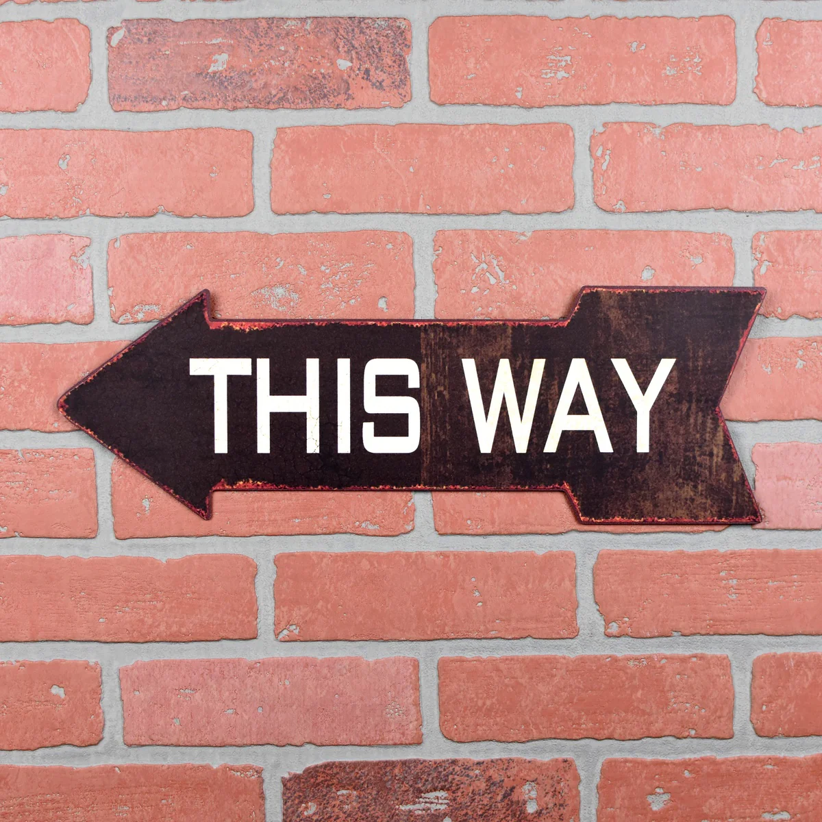 This Way Metal Left Arrow Street Road Sign Distressed Rustic Wall Art Home Decor - Image 3