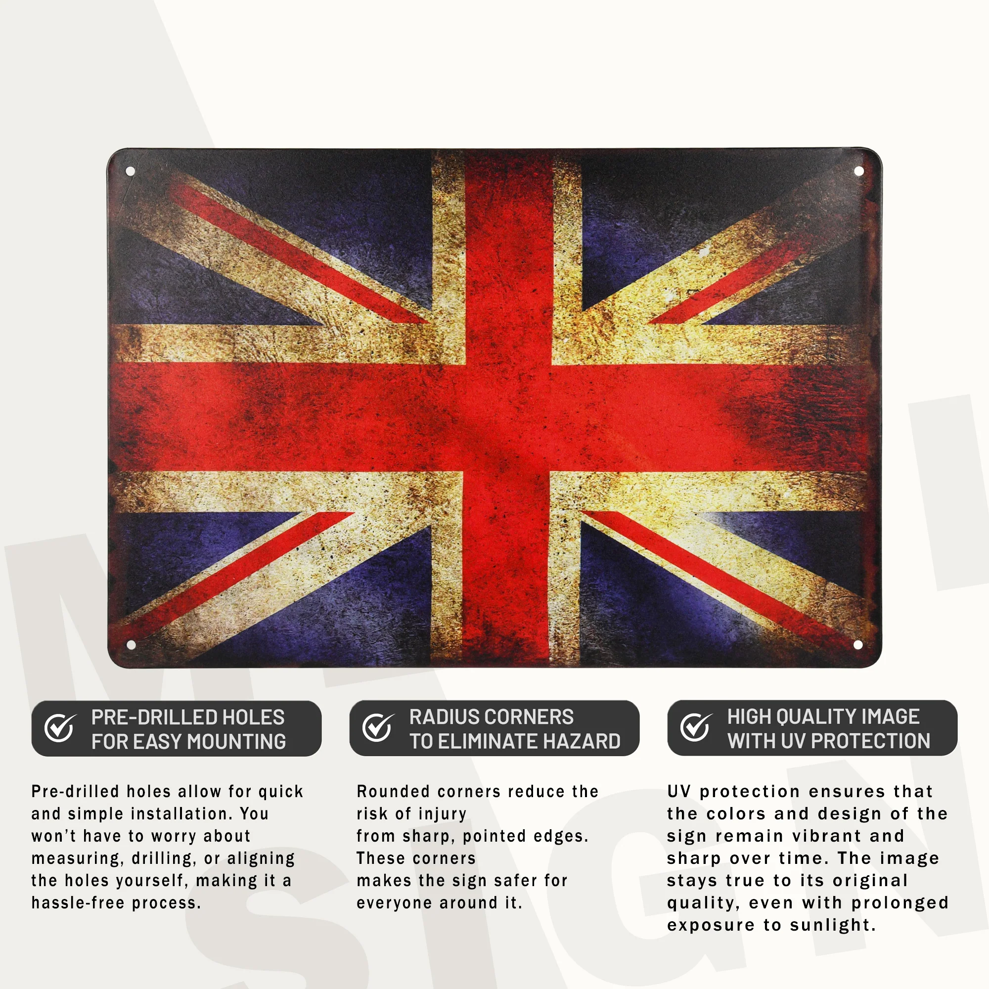 Metal UK Flag Sign British Union Home Decor for Bar, Man Cave, Garage Wall Decor - Image 3
