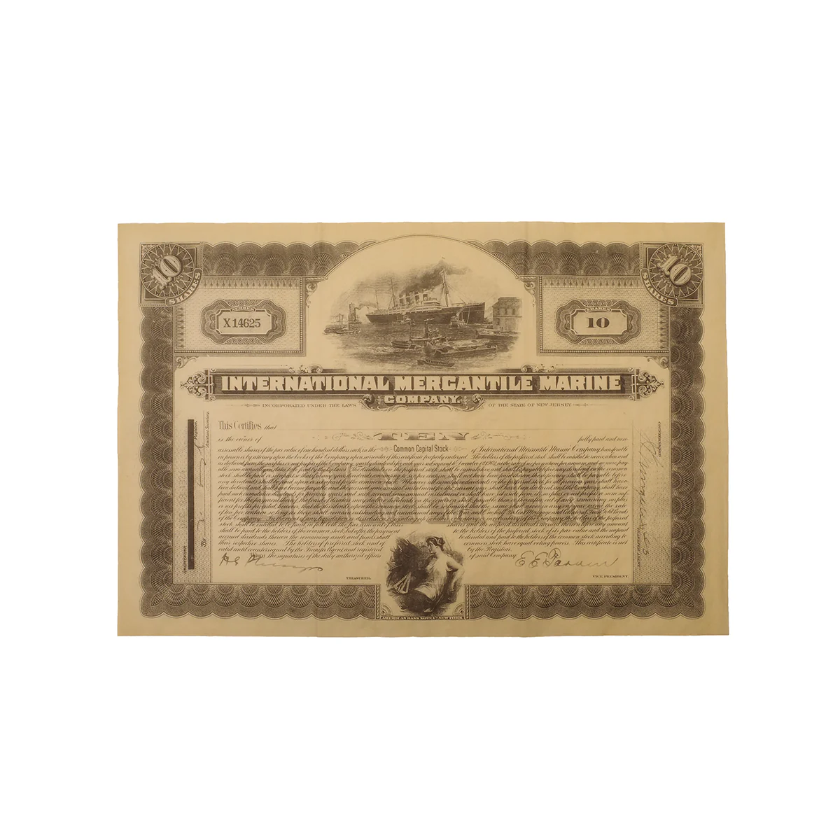 Titanic Stock Certificate White Star Line Nautical Decor Home Office Wall Art
