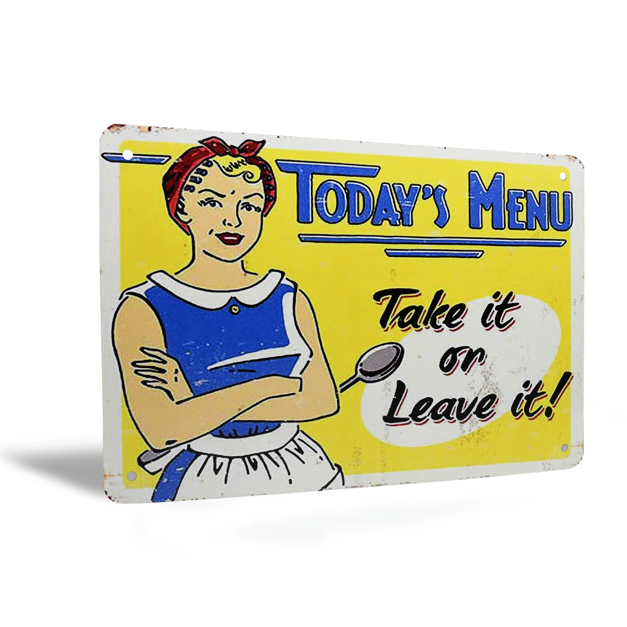 Vintage Metal Wall Art Today's Menu Take Leave It Sign Funny Retro Kitchen Decor