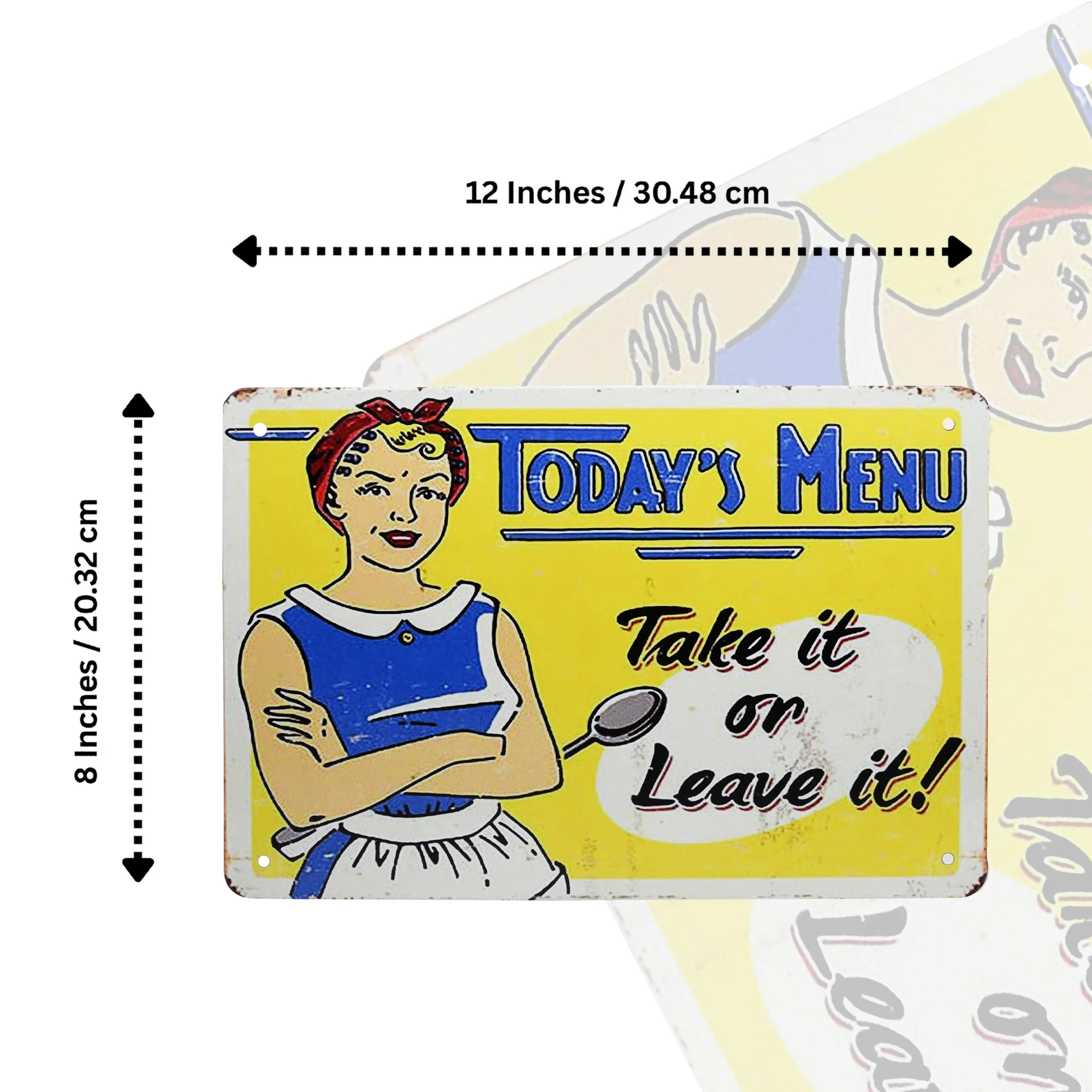 Vintage Metal Wall Art Today's Menu Take Leave It Sign Funny Retro Kitchen Decor - Image 6