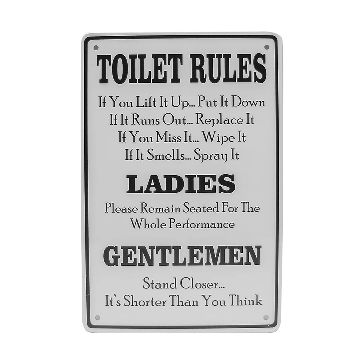Toilet Rules Funny Pee Tin Bathroom Sign Metal Home Bar Pub Restroom Wall Decor