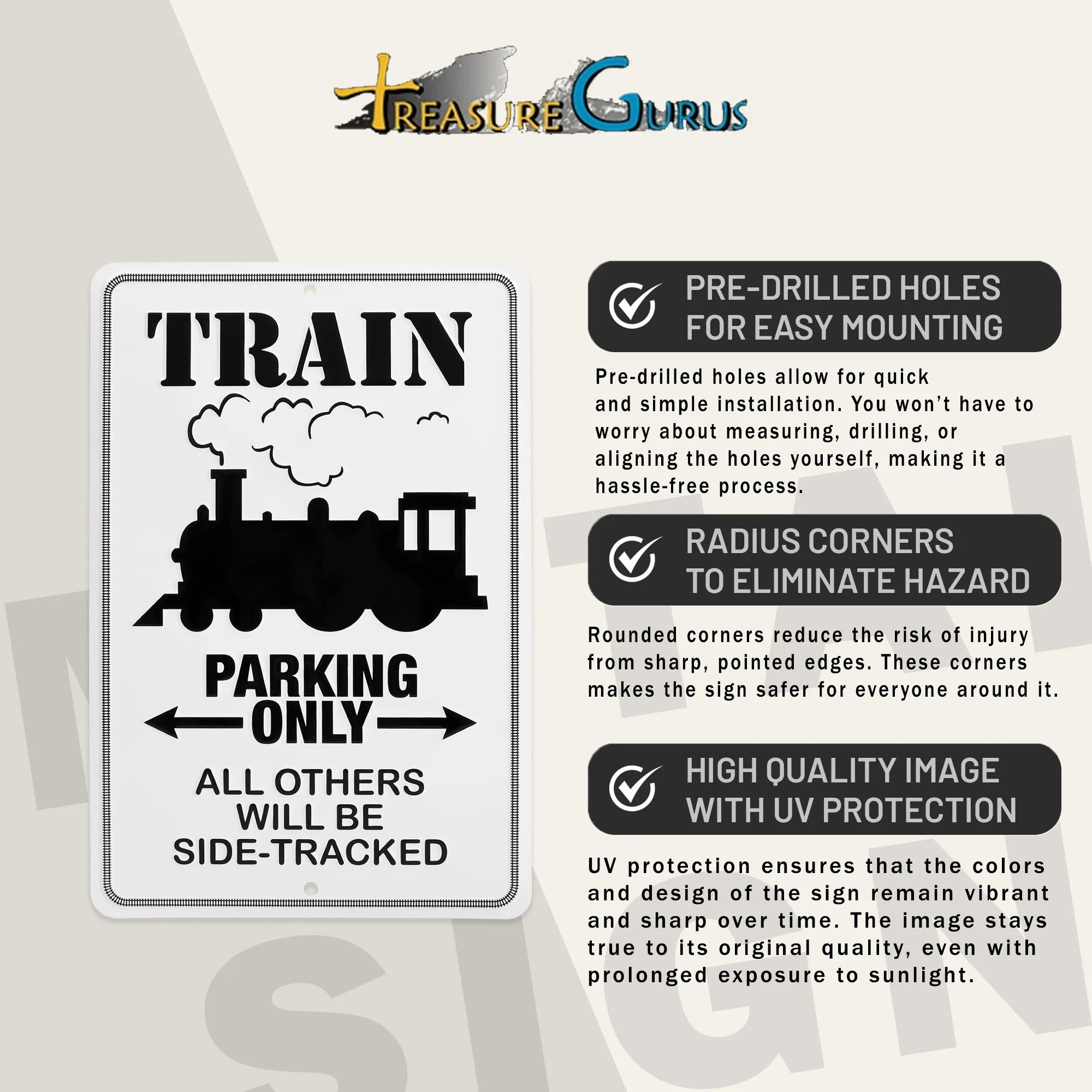 Train Parking Only Sign Man Cave, Boys Room Decor Kids Bedroom Metal Wall Art - Image 5