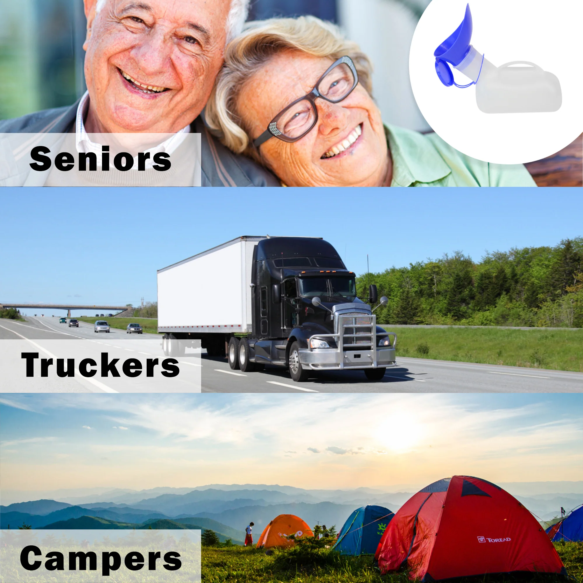 Travel Urinal Bottle for Men, Women 1000 mL Car Camping Road Trip Essentials - Image 5