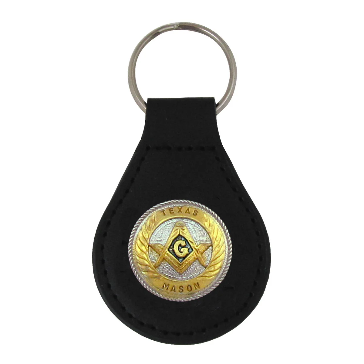TX Freemason Key Ring Fob Leather Car Keyfob Keyring Gold Keychain Masonic Gift