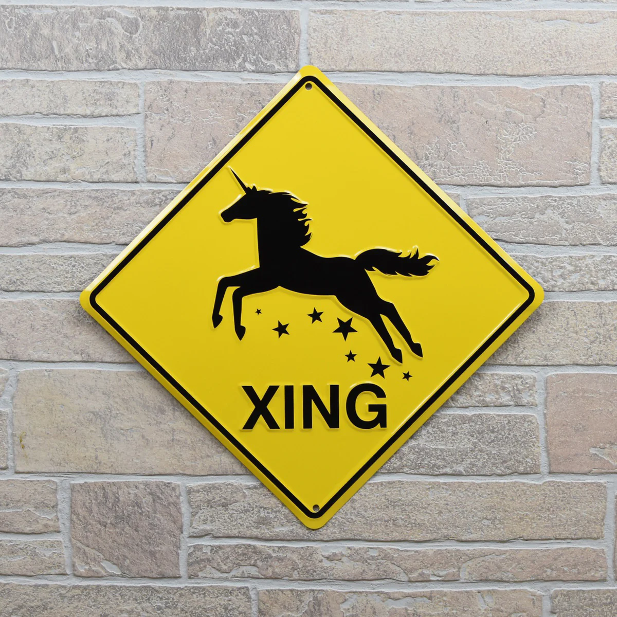 Unicorn Crossing Stars Funny Street Sign Girls Kids Bedroom Home Wall Art Decor - Image 2