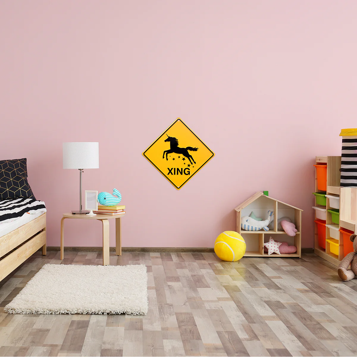 Unicorn Crossing Stars Funny Street Sign Girls Kids Bedroom Home Wall Art Decor - Image 4