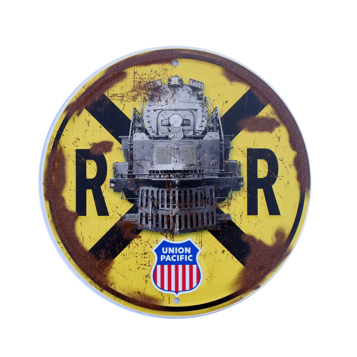 Union Pacific Railroad Crossing Steam Train Sign Rustic RR Wall Art Home Decor