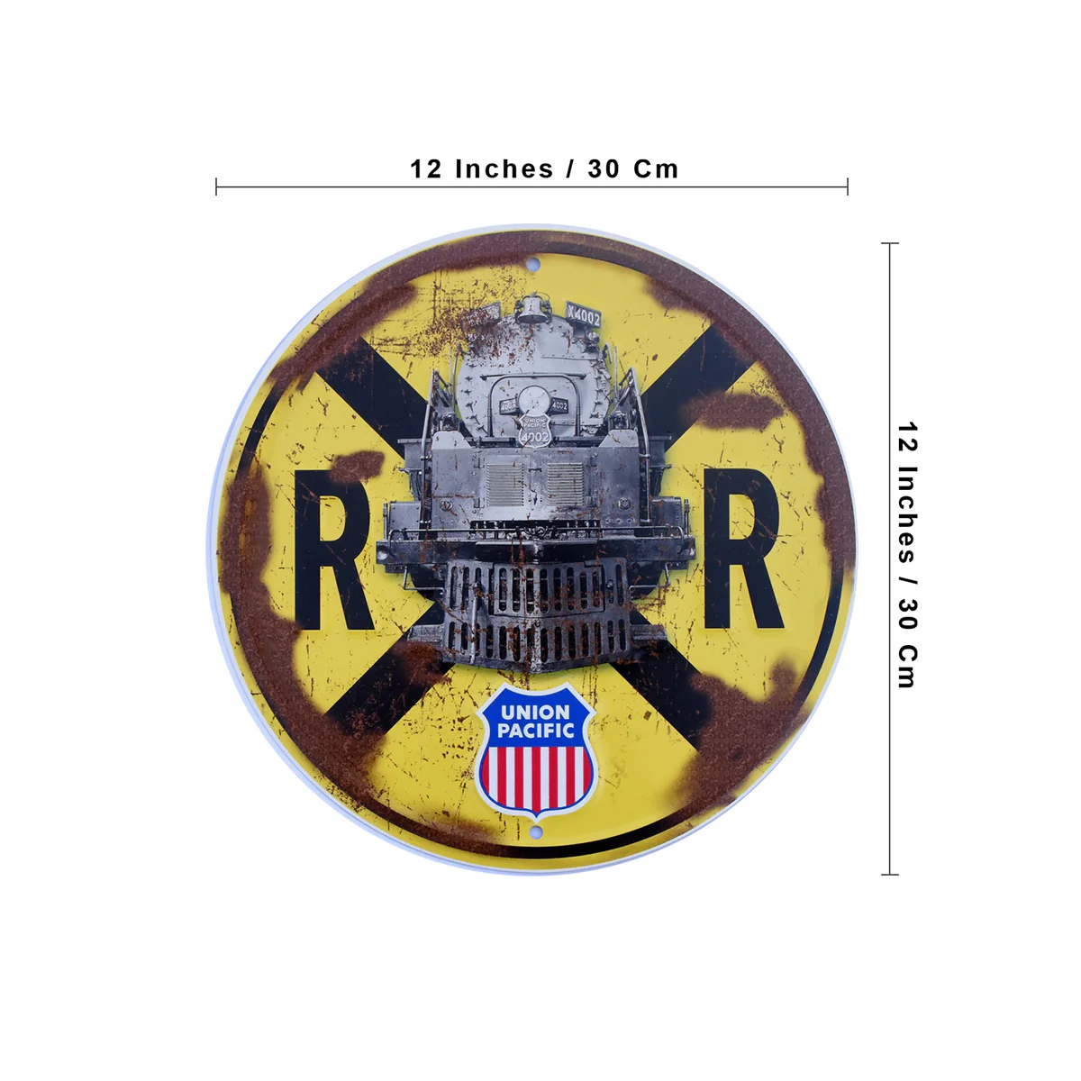 Union Pacific Railroad Crossing Steam Train Sign Rustic RR Wall Art Home Decor - Image 3