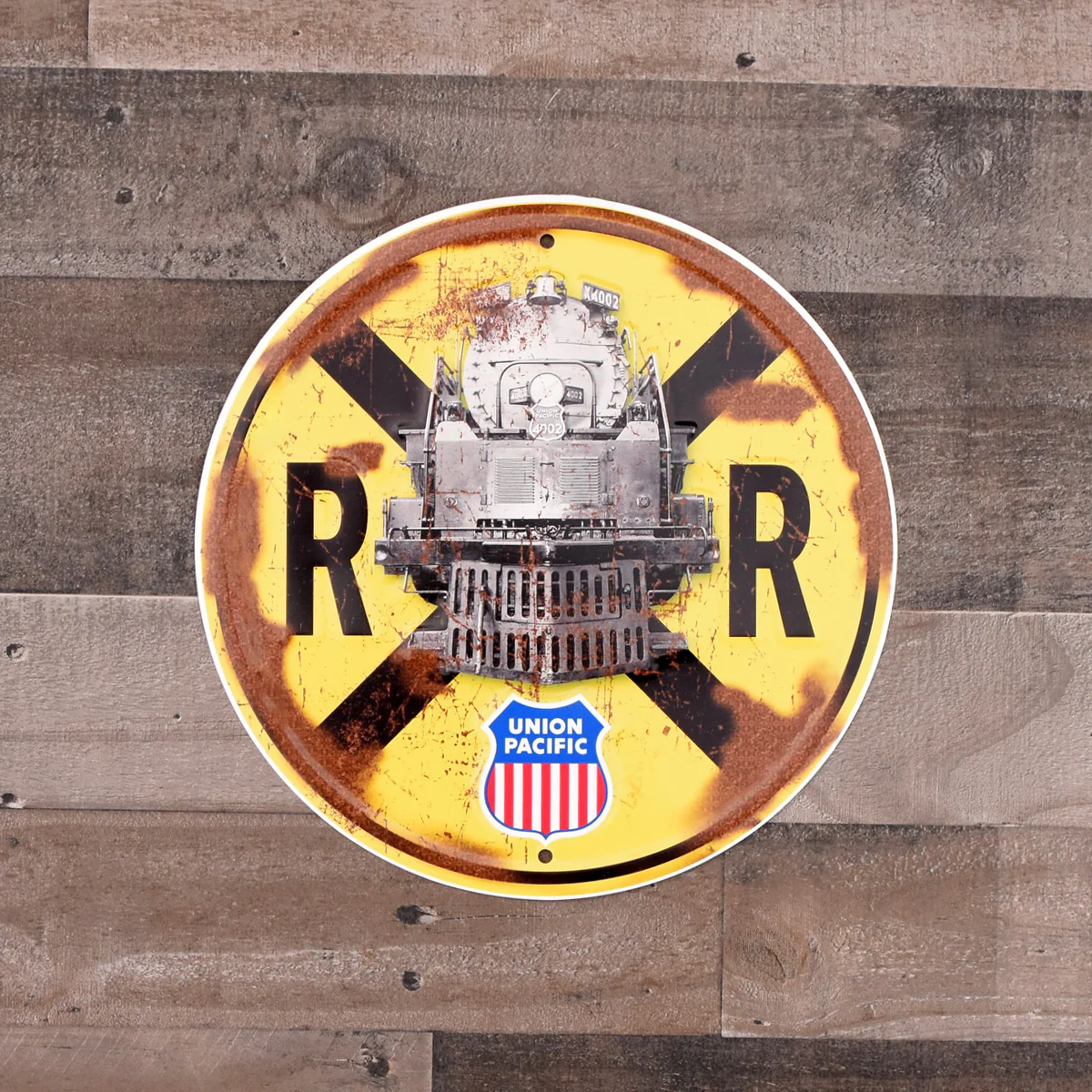 Union Pacific Railroad Crossing Steam Train Sign Rustic RR Wall Art Home Decor - Image 6