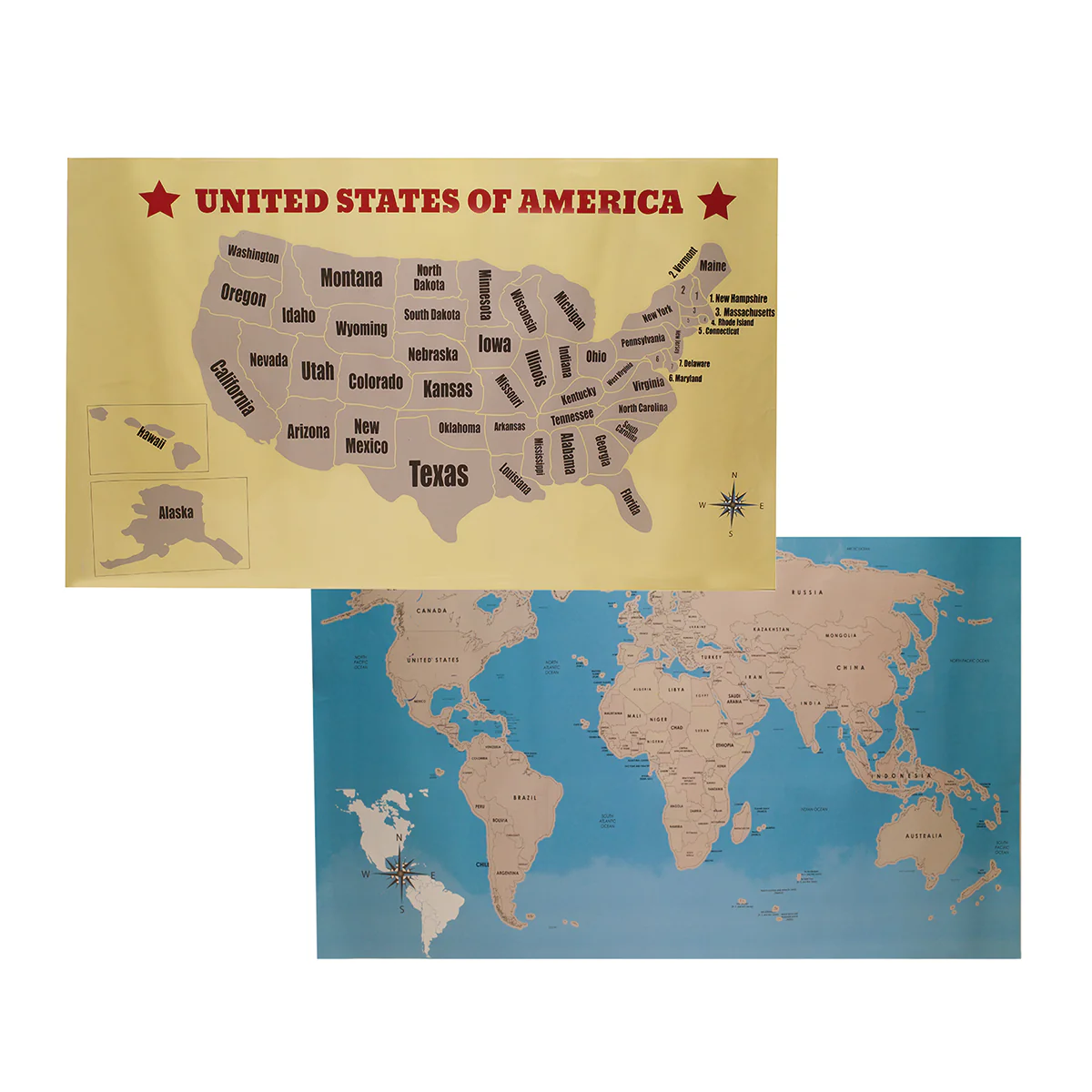 United States America World Scratch off Map Posters Homeschool Decor US Wall Art