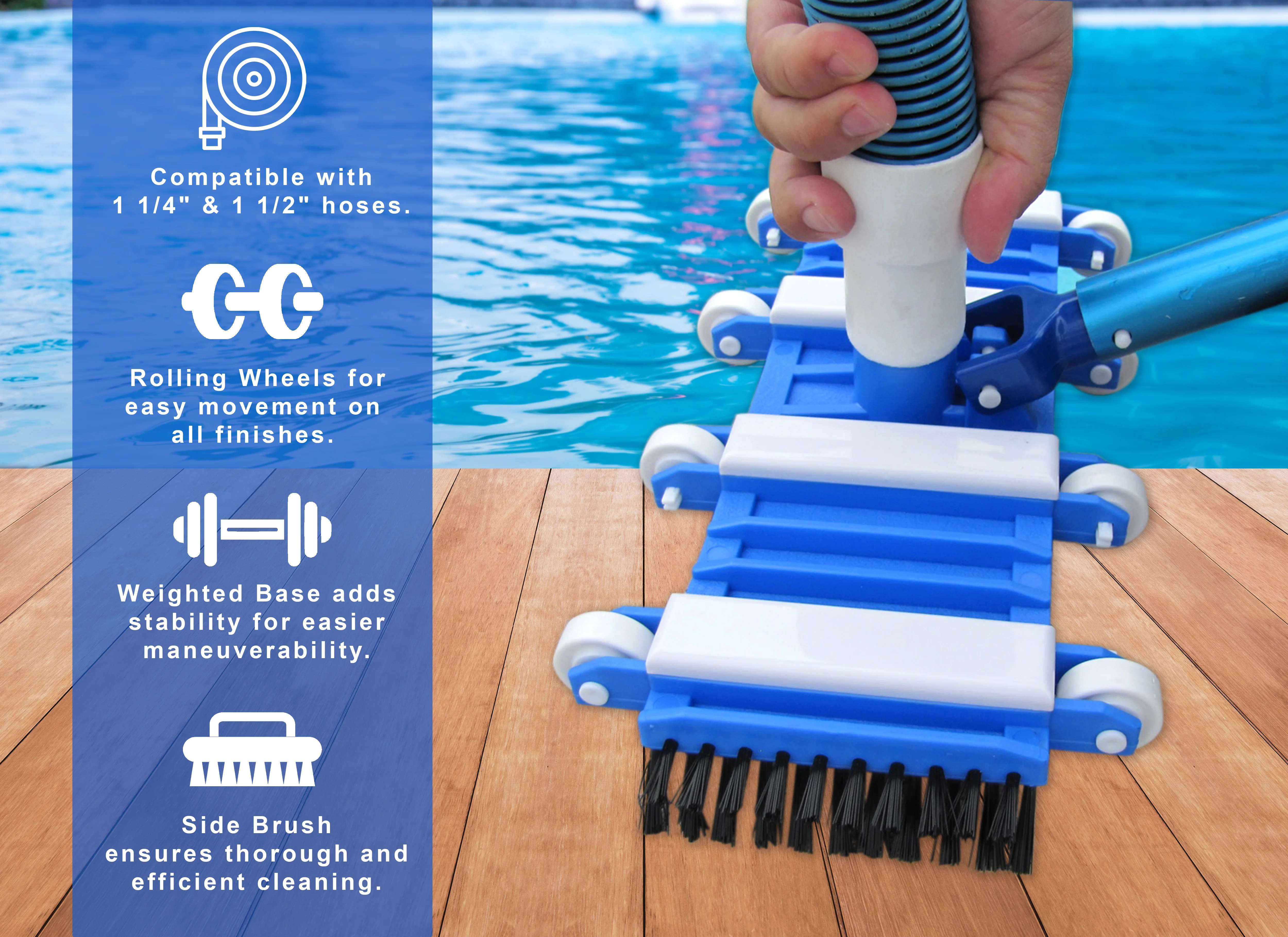Pool Vacuum Head Side Brush Inground Above Ground Swimming Supplies Vac Cleaner - Image 2